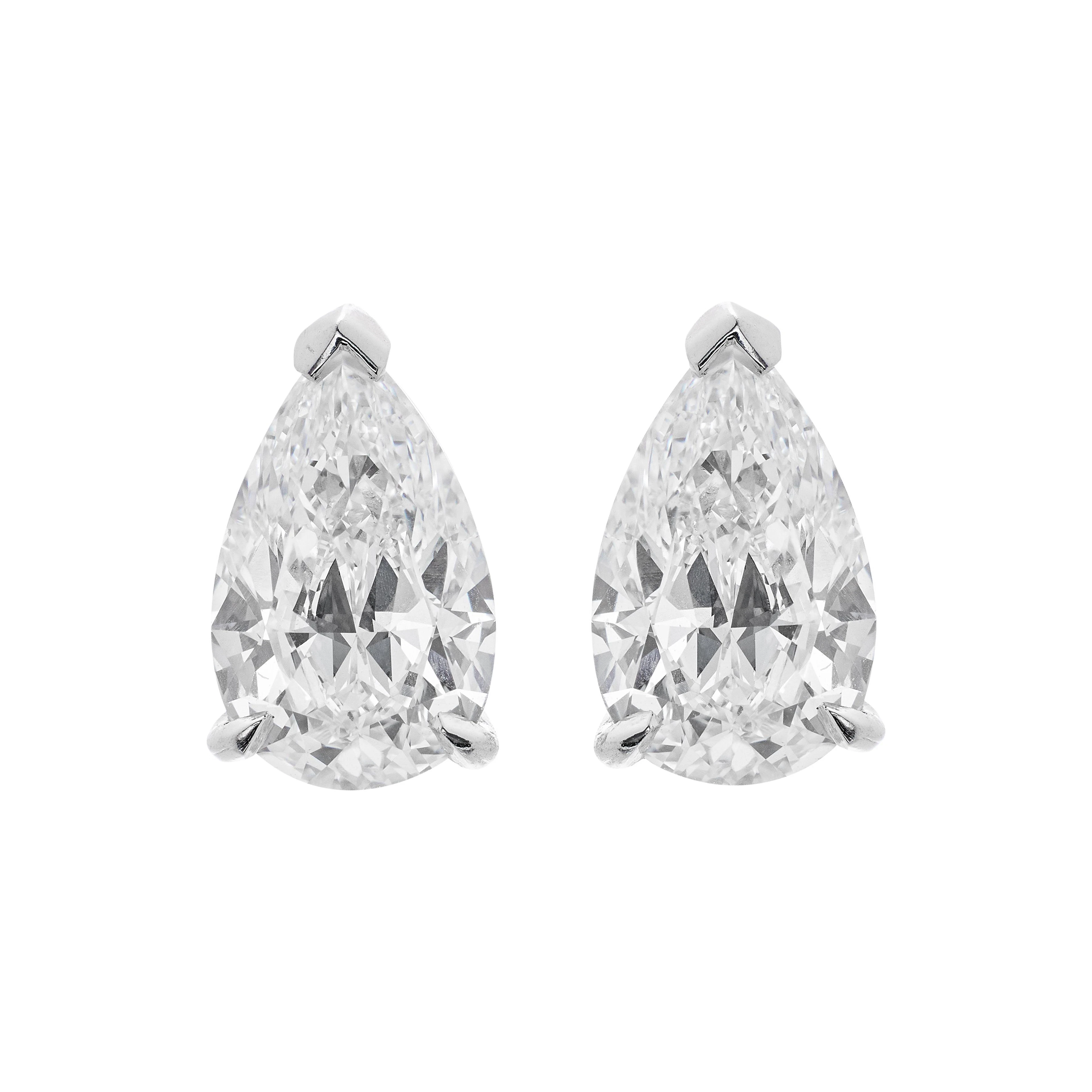 Platinum and 2.54ctw Pear Shape Diamond Stud Earrings