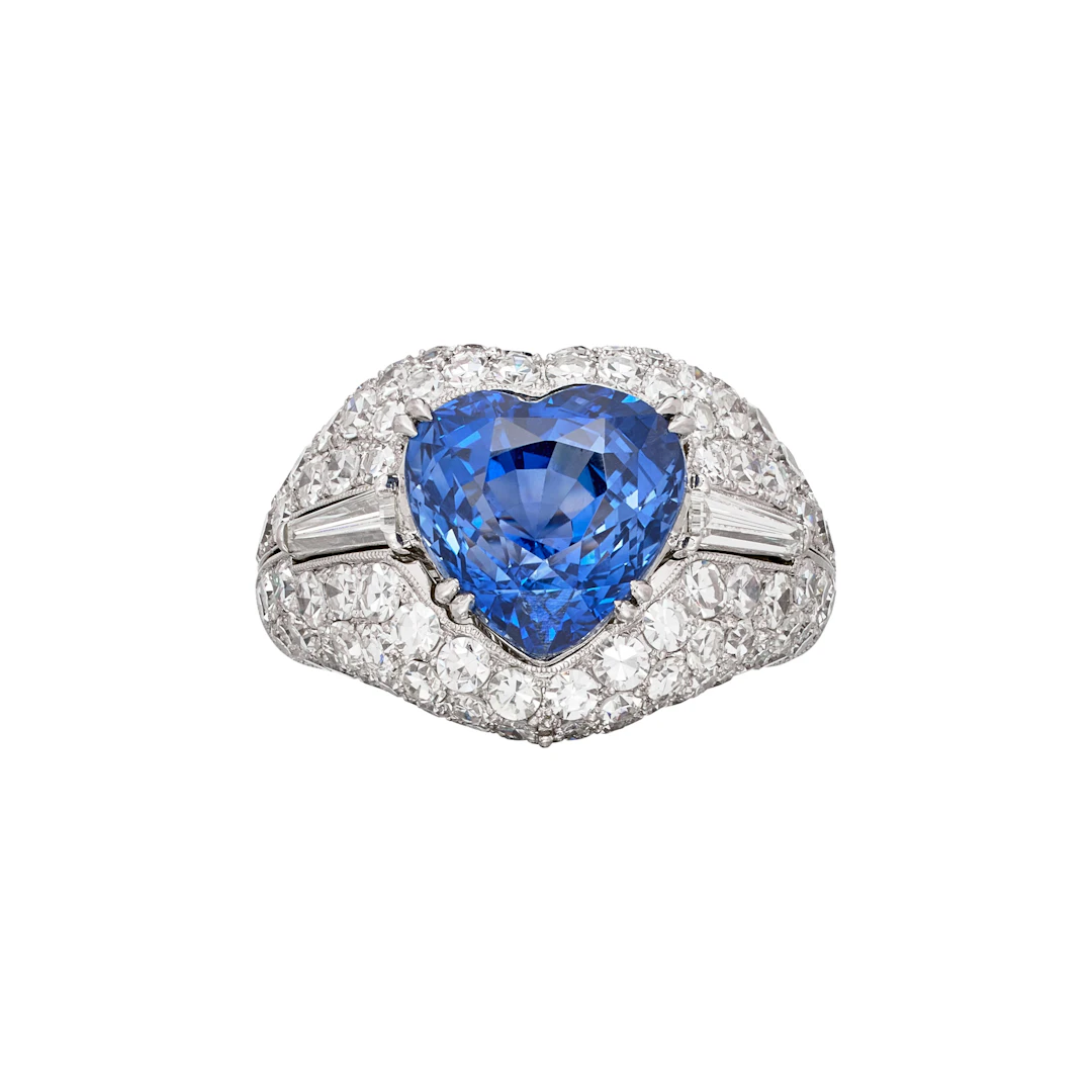 Platinum, 6.79ct Madagascar Sapphire and Diamond Convertible Ring