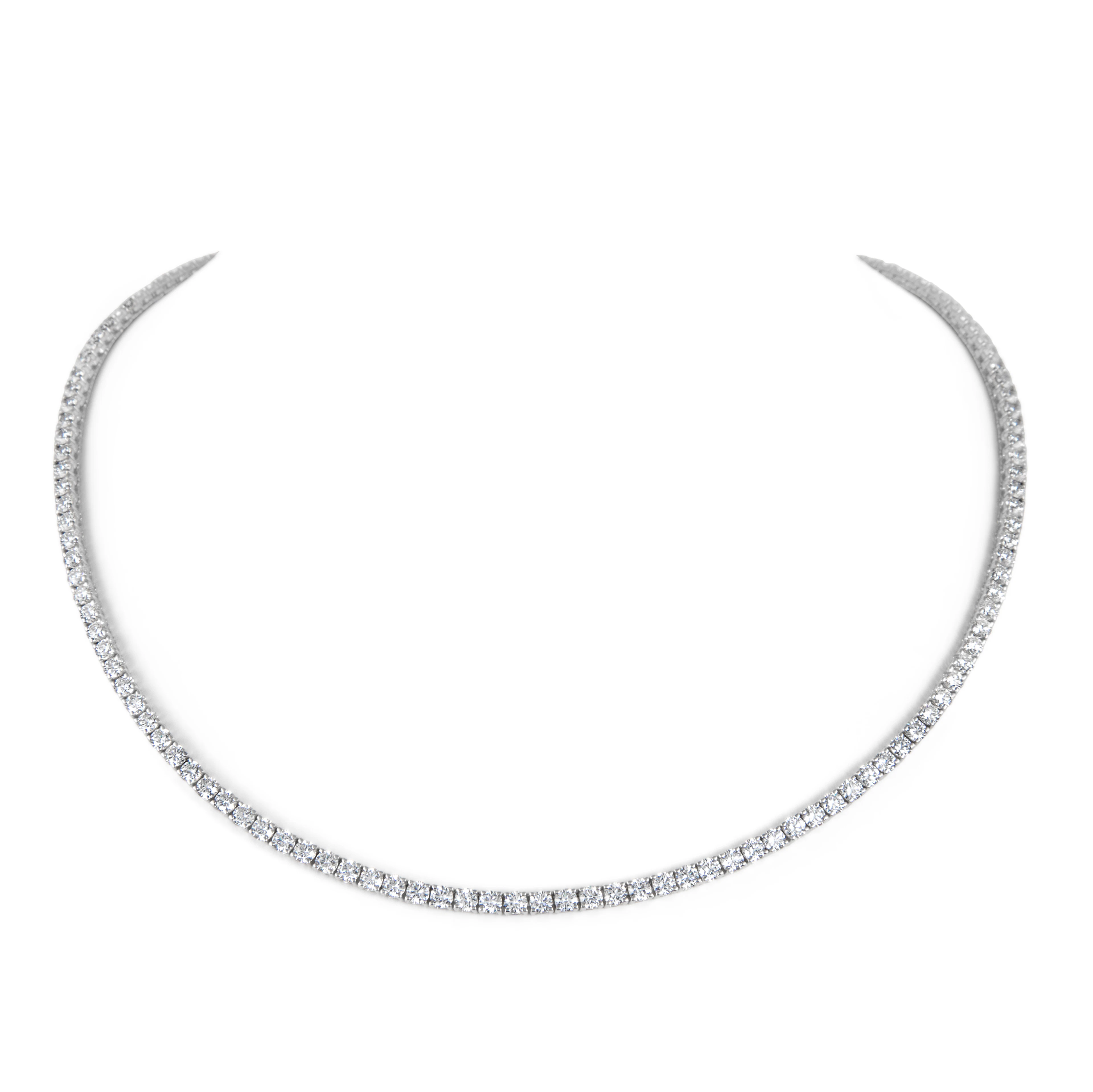 White Gold and 11.70ctw Round Brilliant Cut Diamond Tennis Necklace