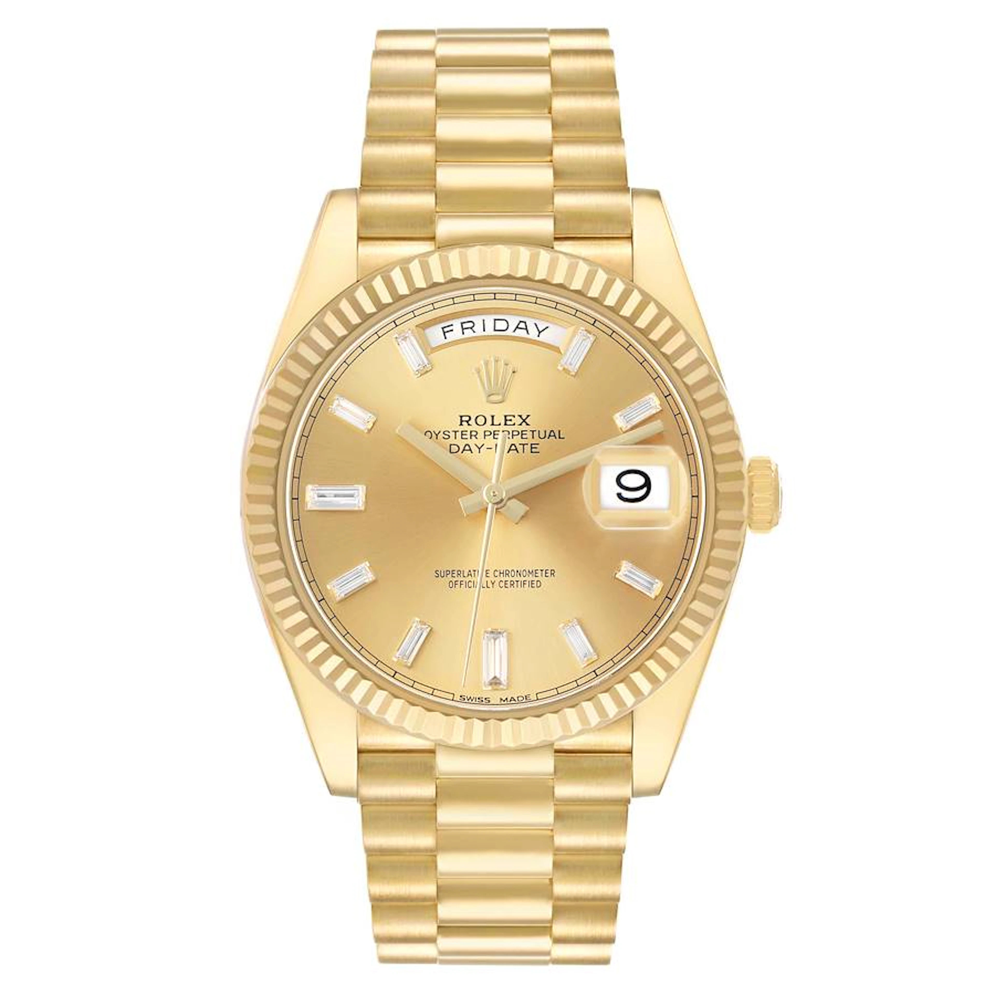 President Day-Date (Reference 228238). A 40mm yellow gold diamond-set