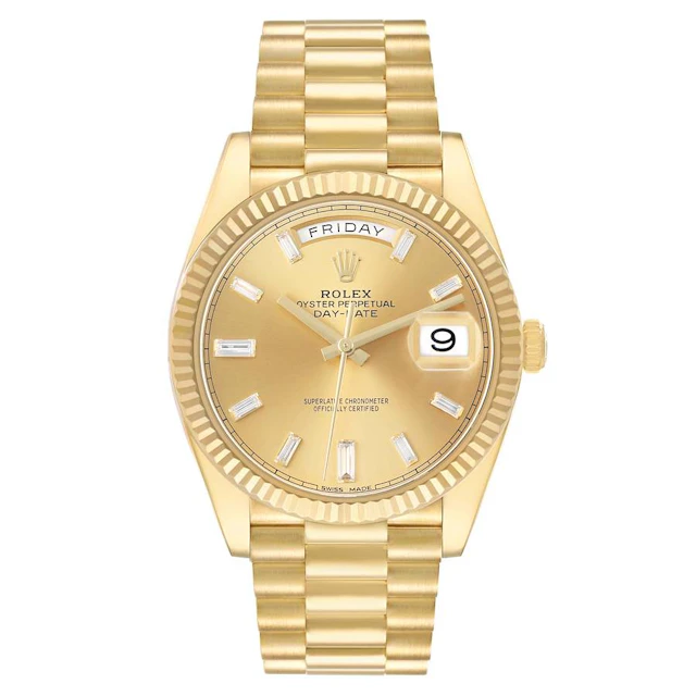 President Day-Date (Reference 228238). A 40mm yellow gold diamond-set