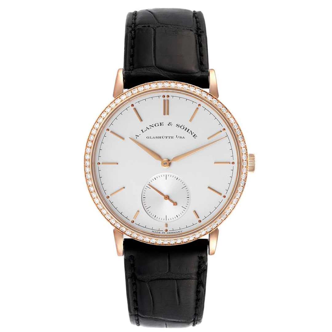 Saxonia (Reference 842.032). A 38.5mm rose gold diamond-set automatic