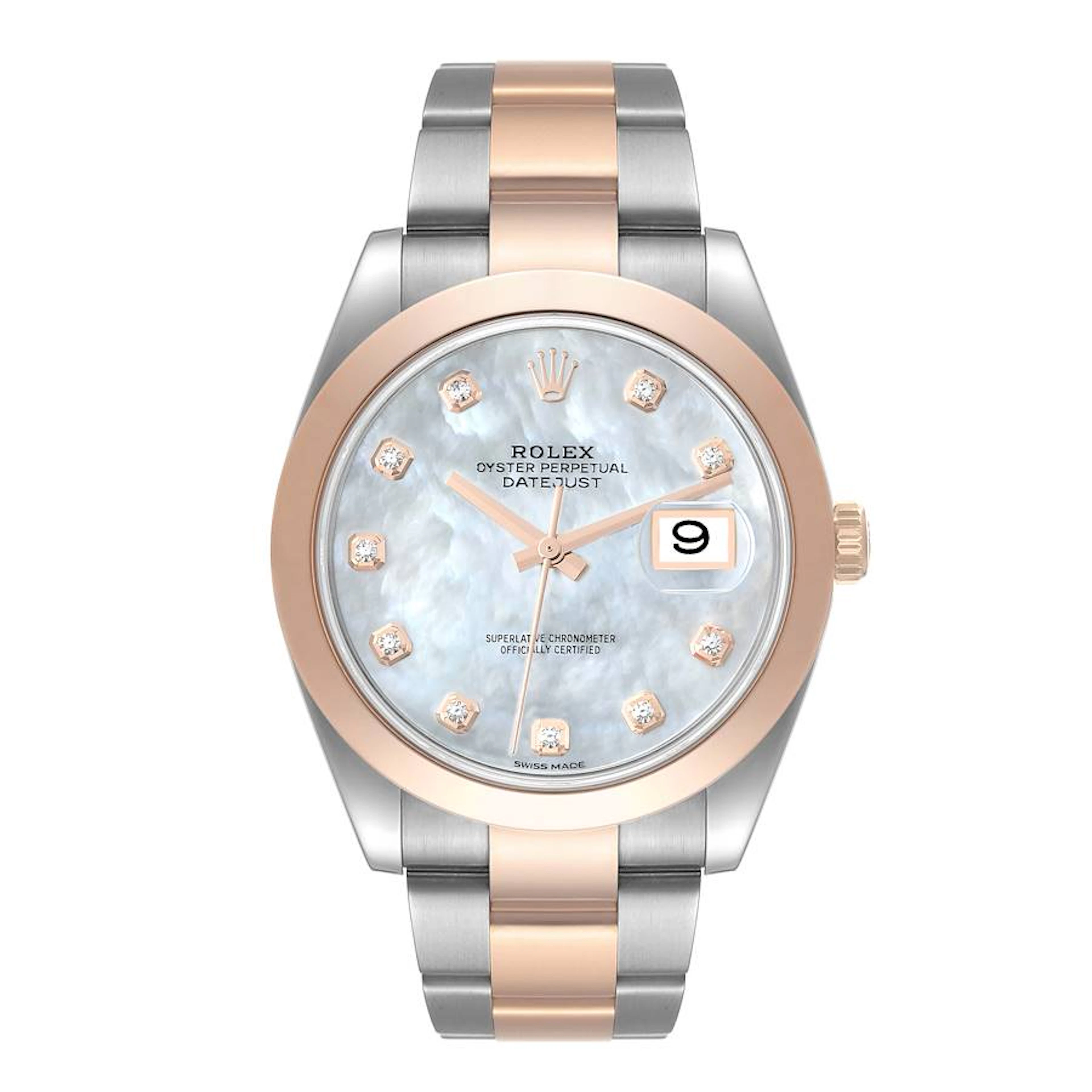 Datejust (Reference 126301). A 41mm rose gold stainless steel diamond-set