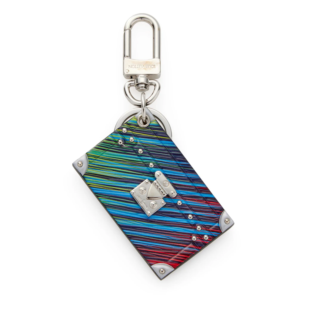 Multicolor Tropical Epi Leather Petite Malle Keychain Silver Hardware