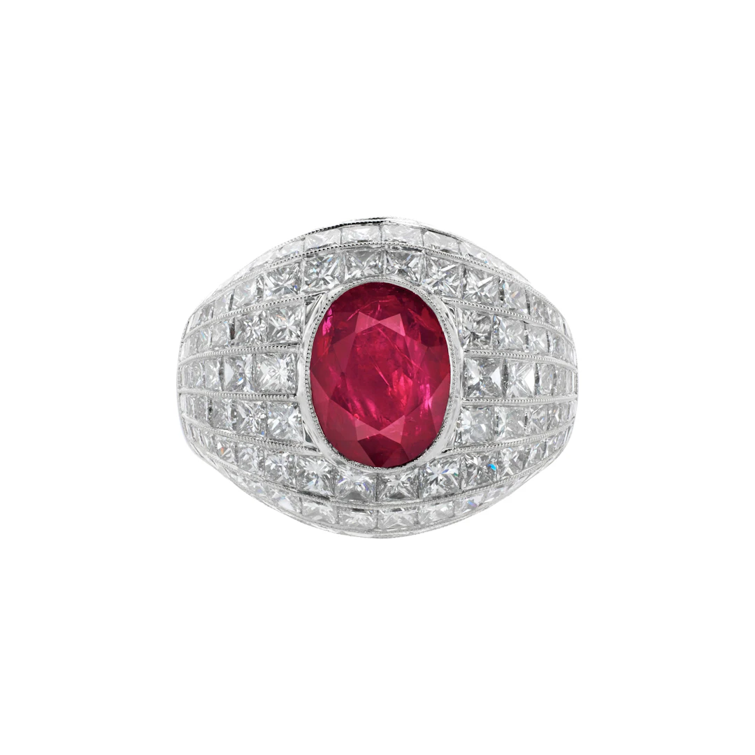 Platinum, 2.84ct Burmese Ruby and Diamond Ring