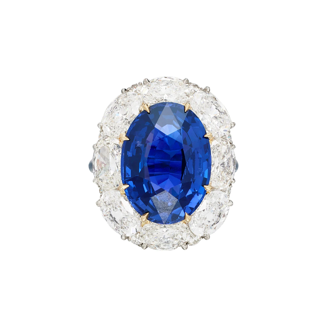 Platinum, 13.88ct Color Change Madagascar Sapphire and Diamond Ring