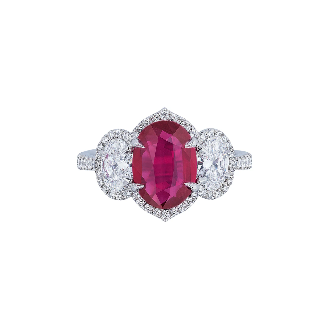 Platinum, 2.61ct Ruby and Diamond Ring