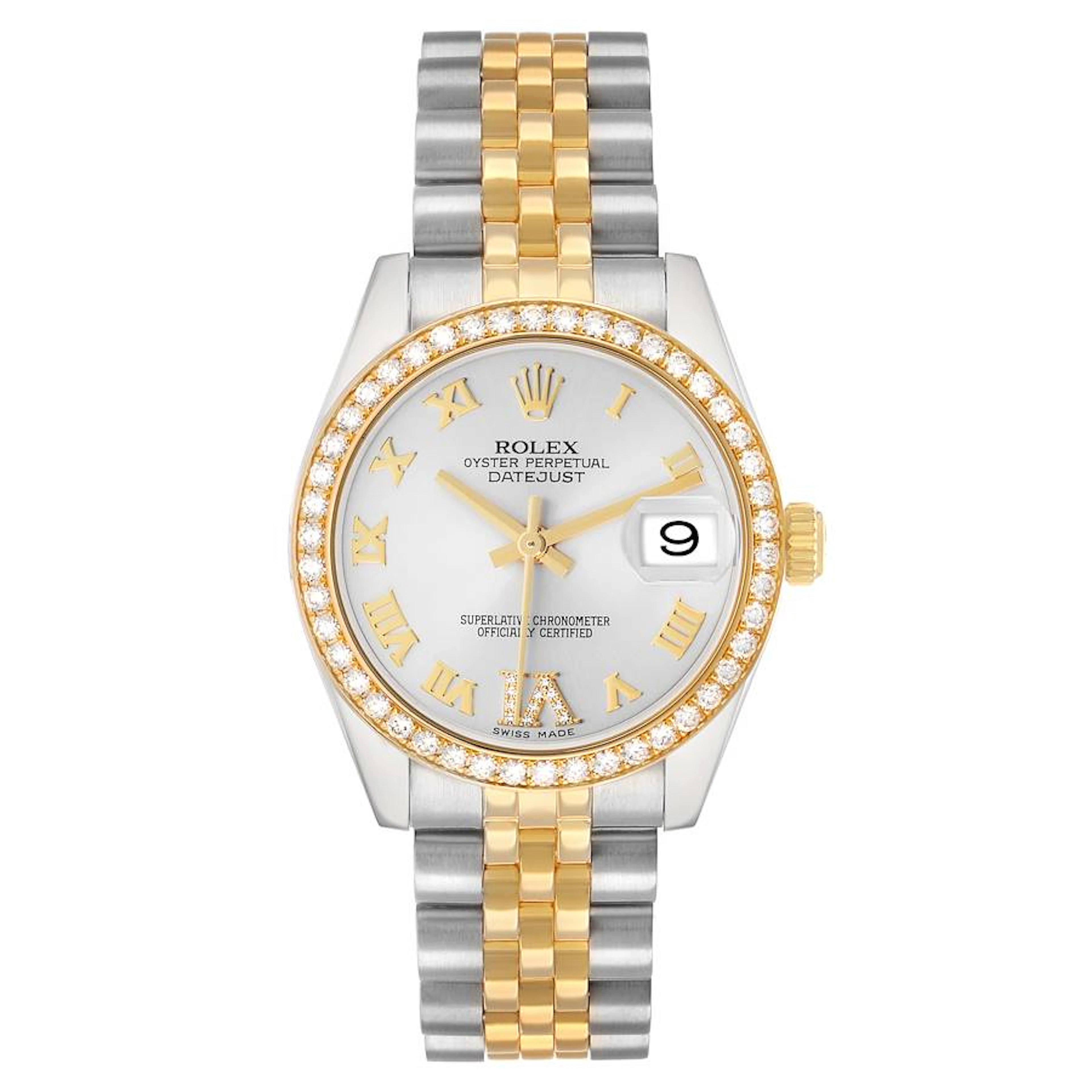 Datejust (Reference 178383). A 31mm yellow gold stainless steel diamond-set