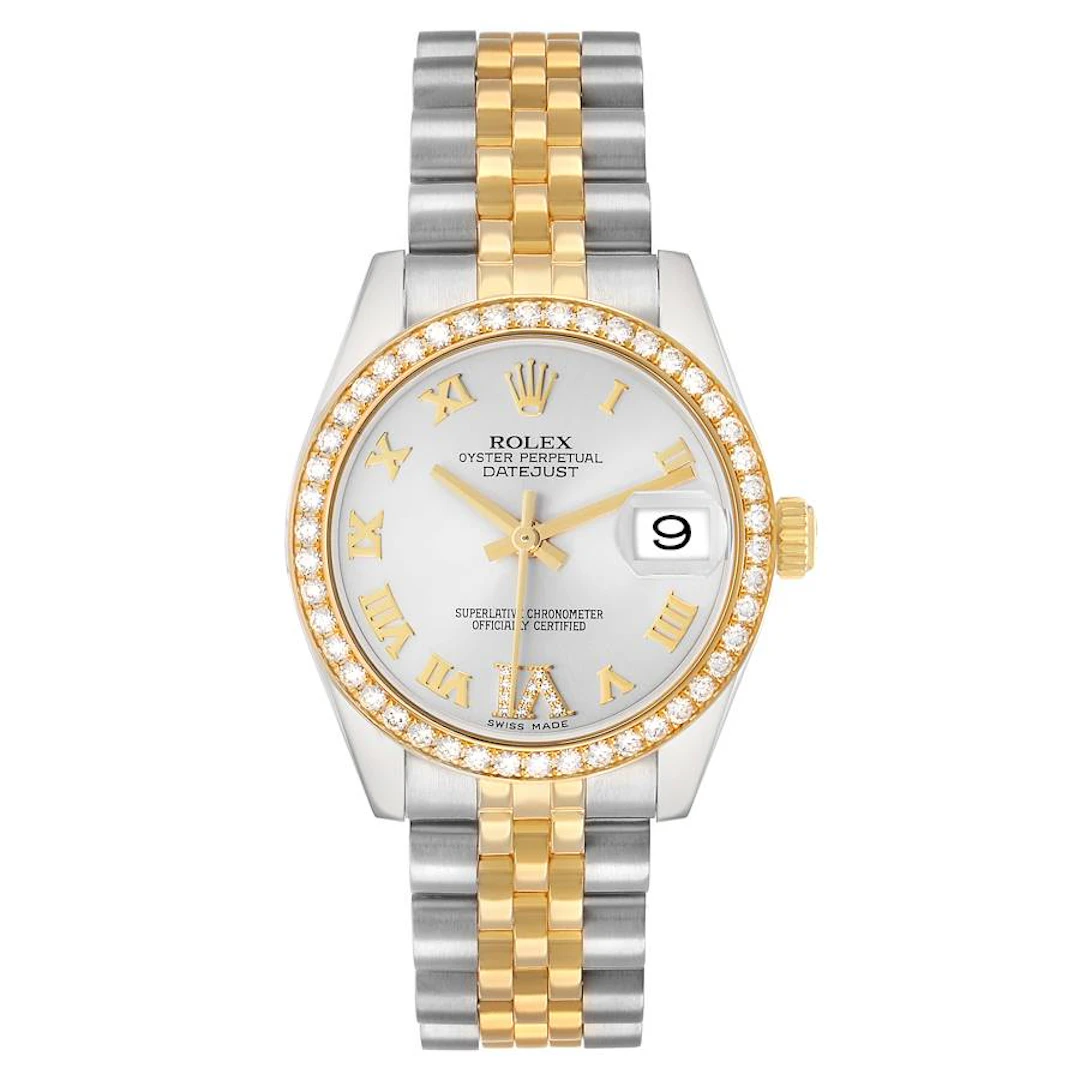 Datejust (Reference 178383). A 31mm yellow gold stainless steel diamond-set