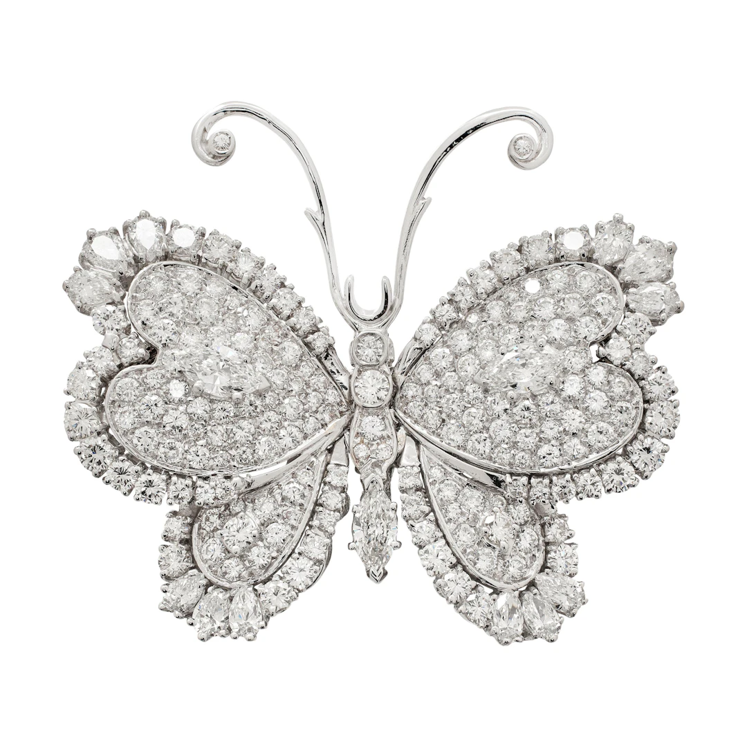 White Gold and Diamond Butterfly Brooch