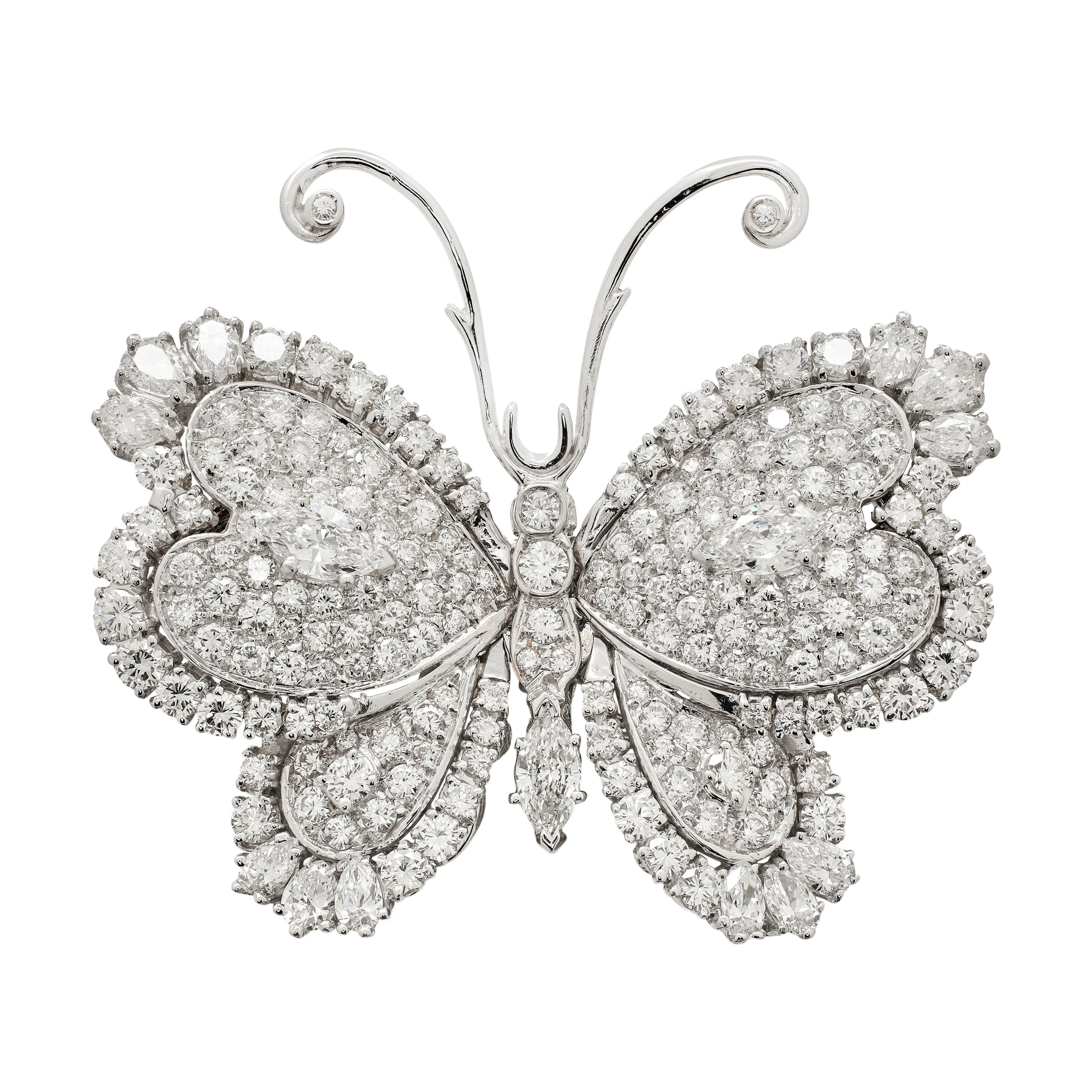 White Gold and Diamond Butterfly Brooch