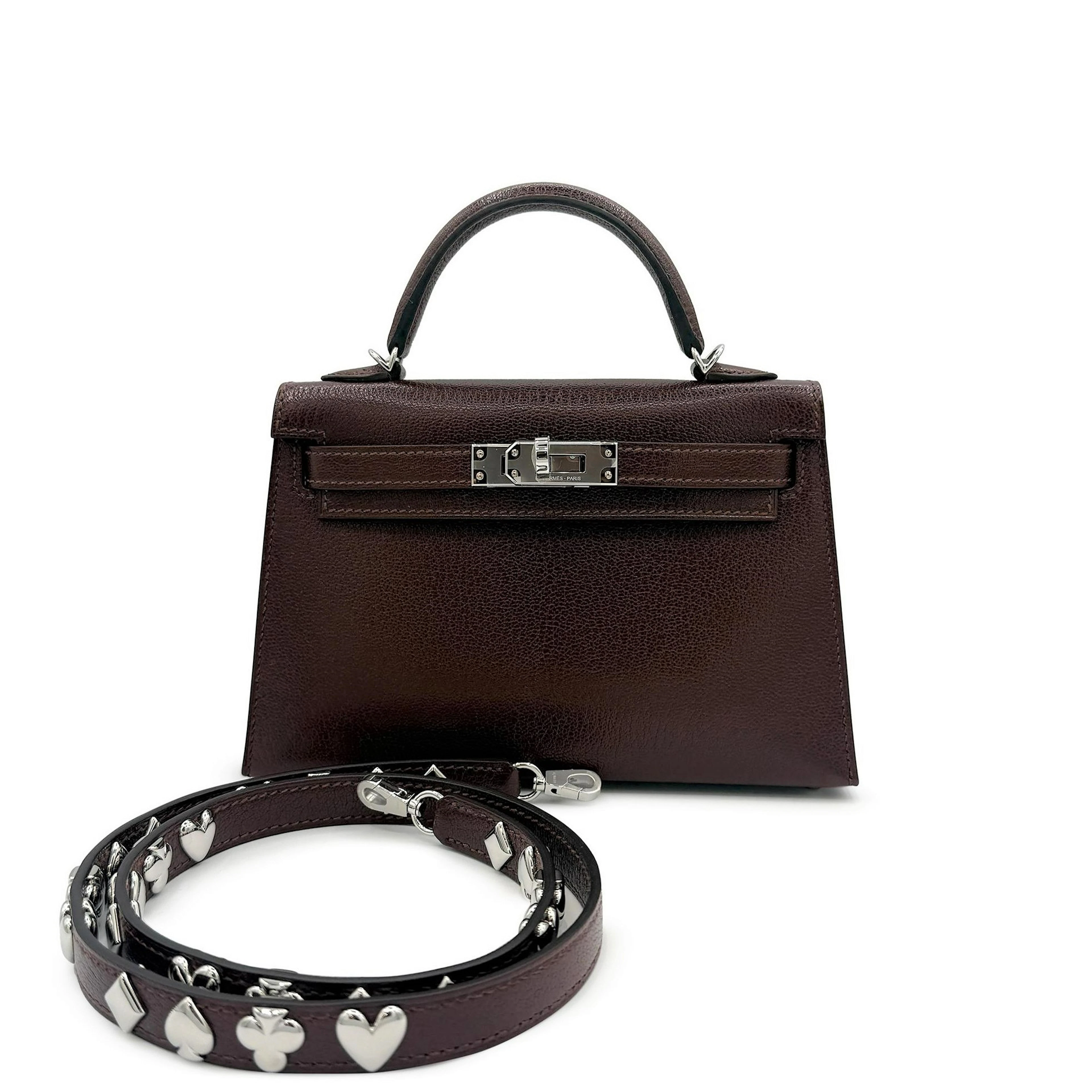 Limited Edition Terre Chèvre Chamkila Atouts Mini Kelly II 20 Palladium