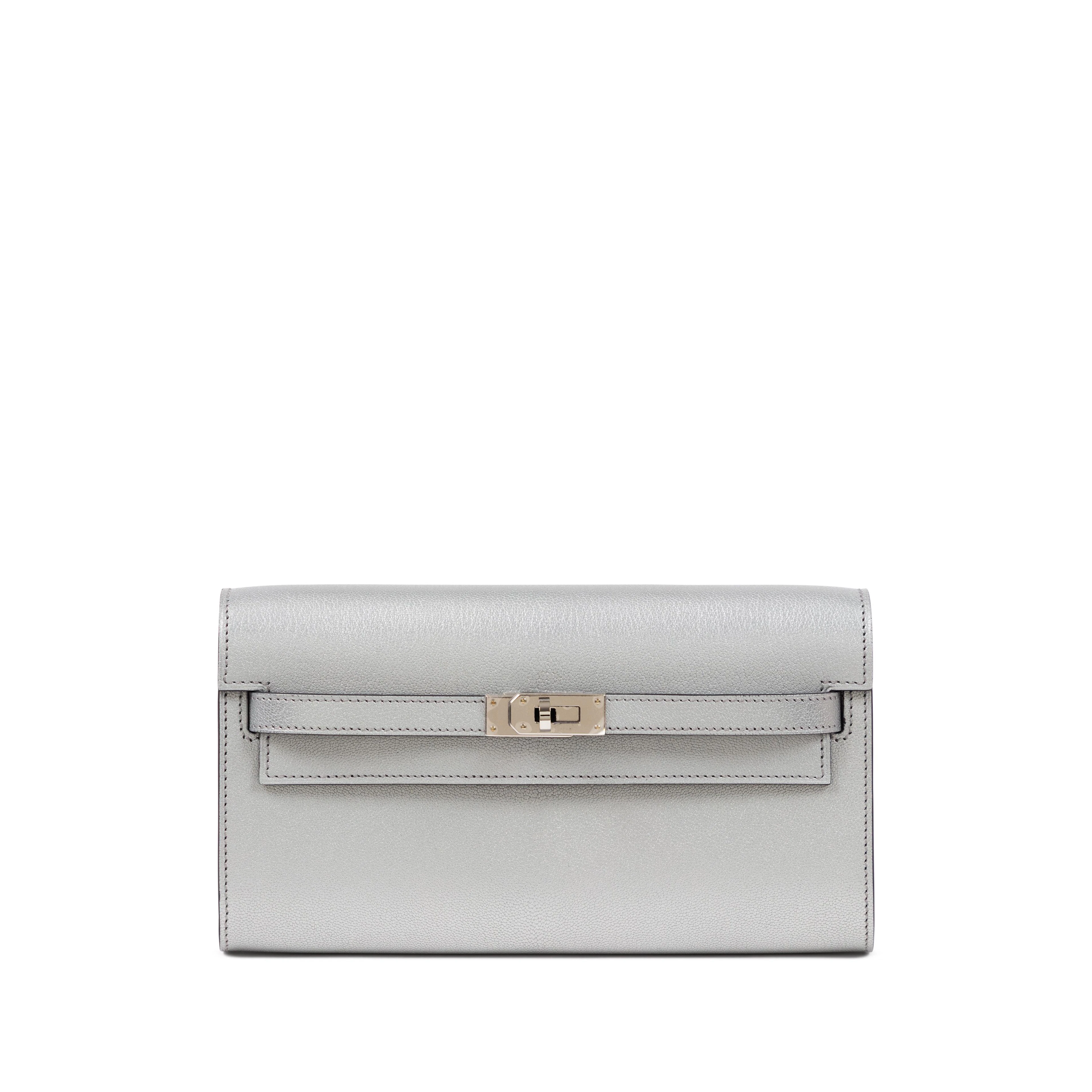 Argent Chèvre Chamkila Kelly To Go Wallet Palladium Hardware, 2025