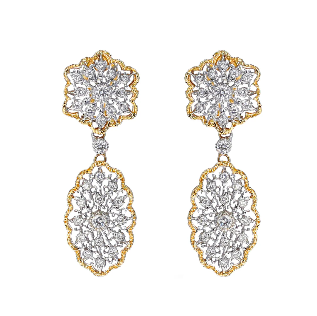 Vintage White Gold, Gold and Diamond Earclips