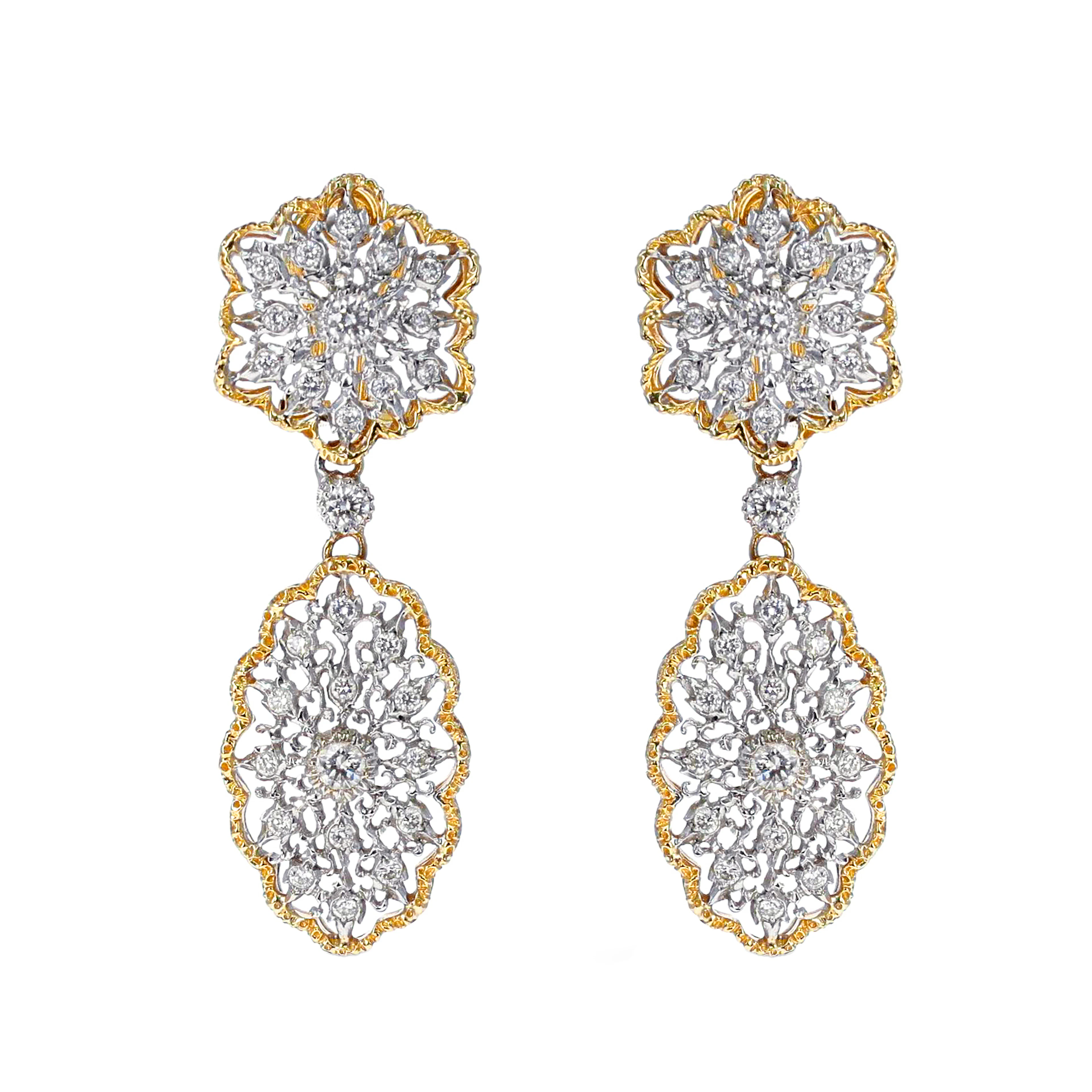Vintage White Gold, Gold and Diamond Earclips