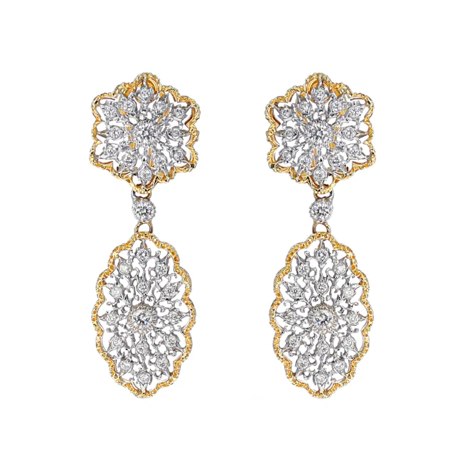 Vintage White Gold, Gold and Diamond Earclips