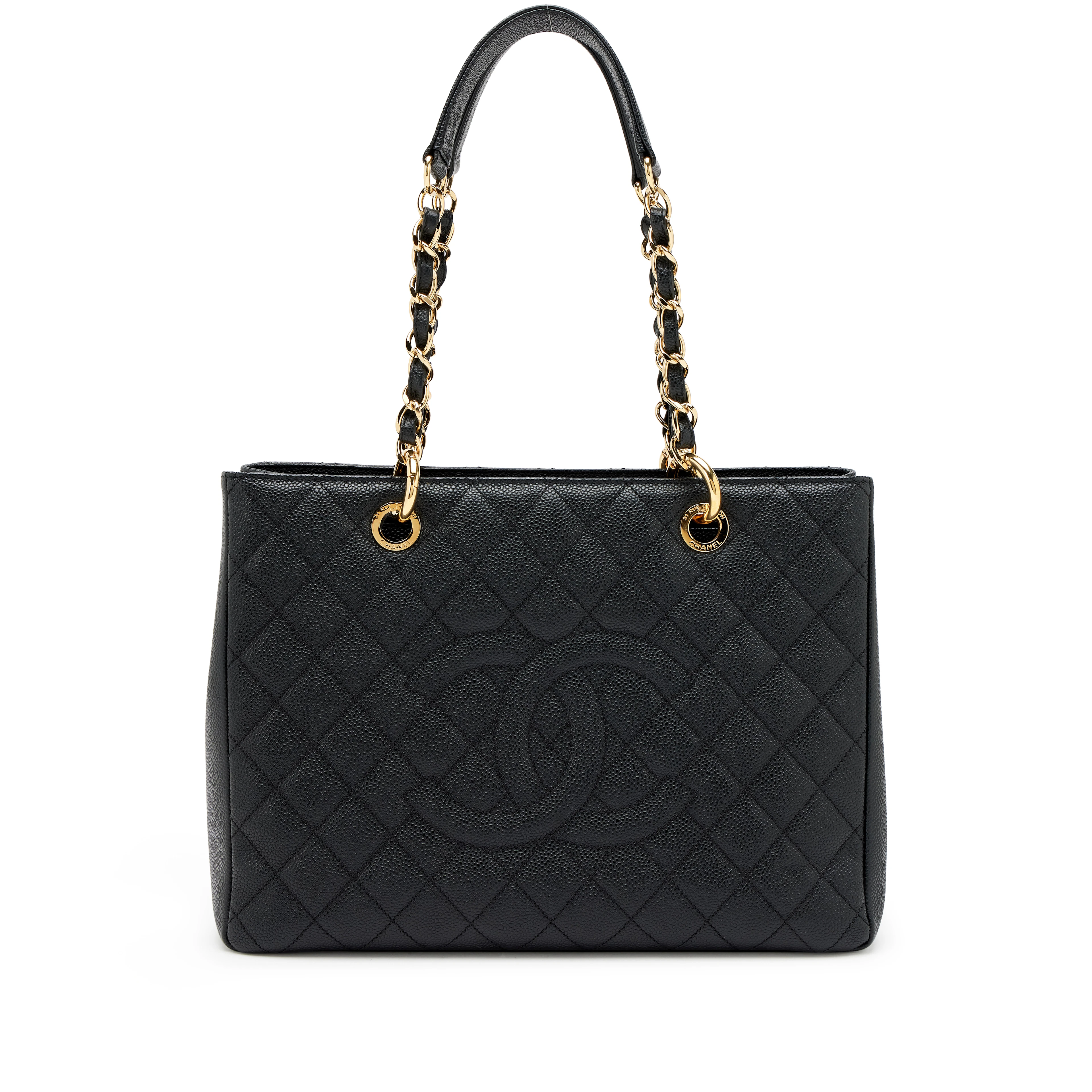 Black Quilted Caviar Timeless Grand Shopping Tote Gold Hardware, 2012