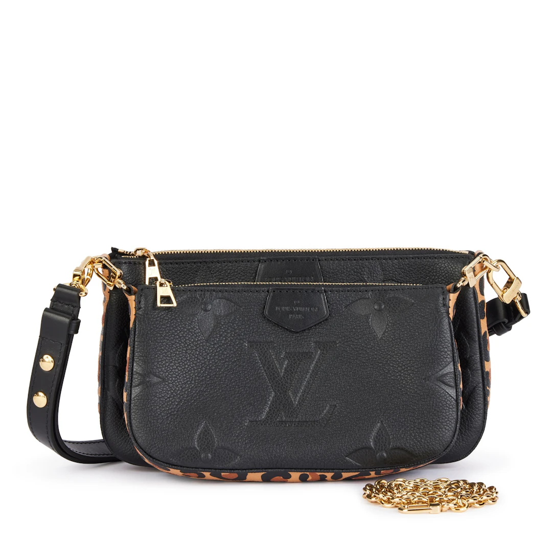 Black Monogram and Brown Leopard Empreinte Leather Multi Pochette