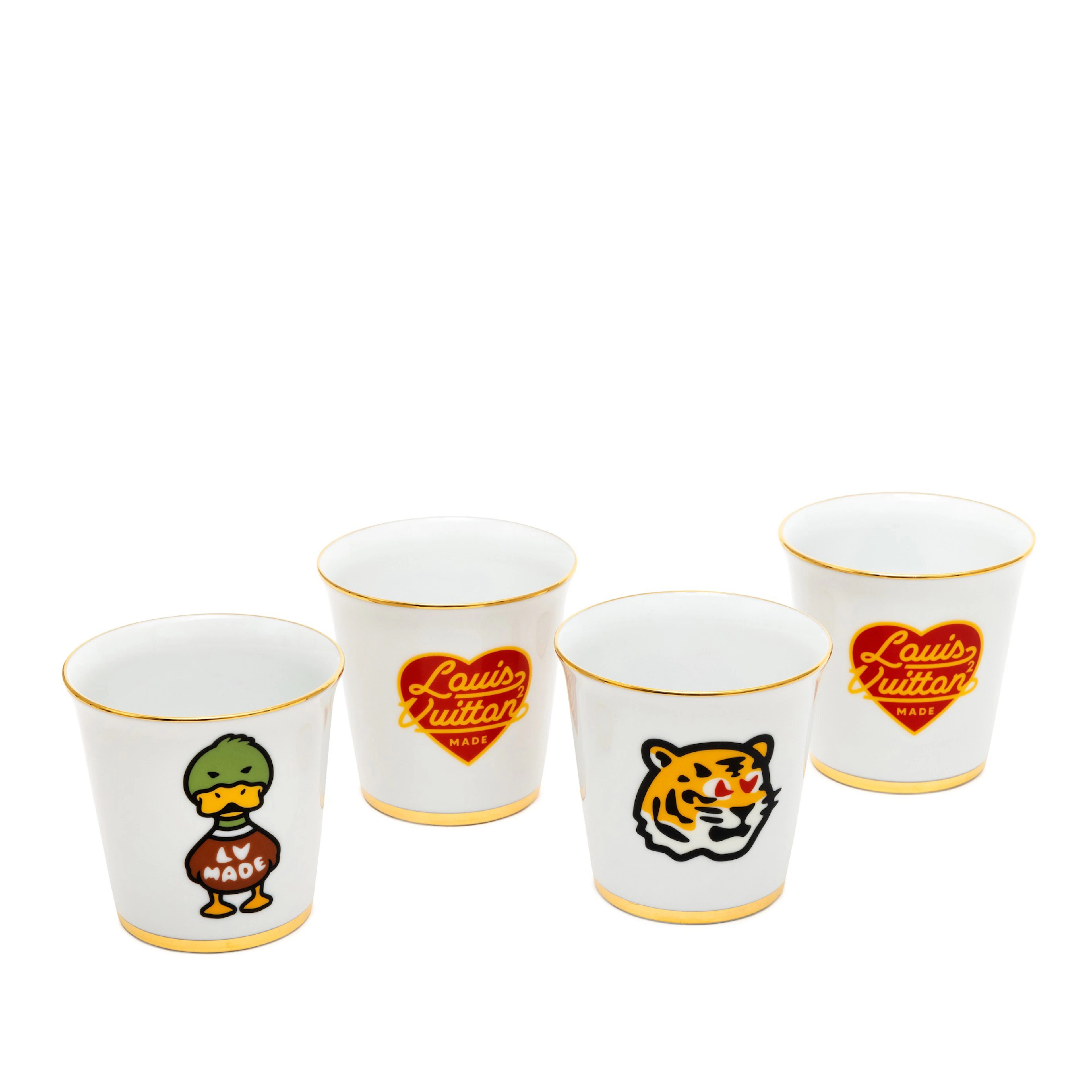 Virgil Abloh NIGO Set of Four; Multicolor Porcelain Cups, 2021