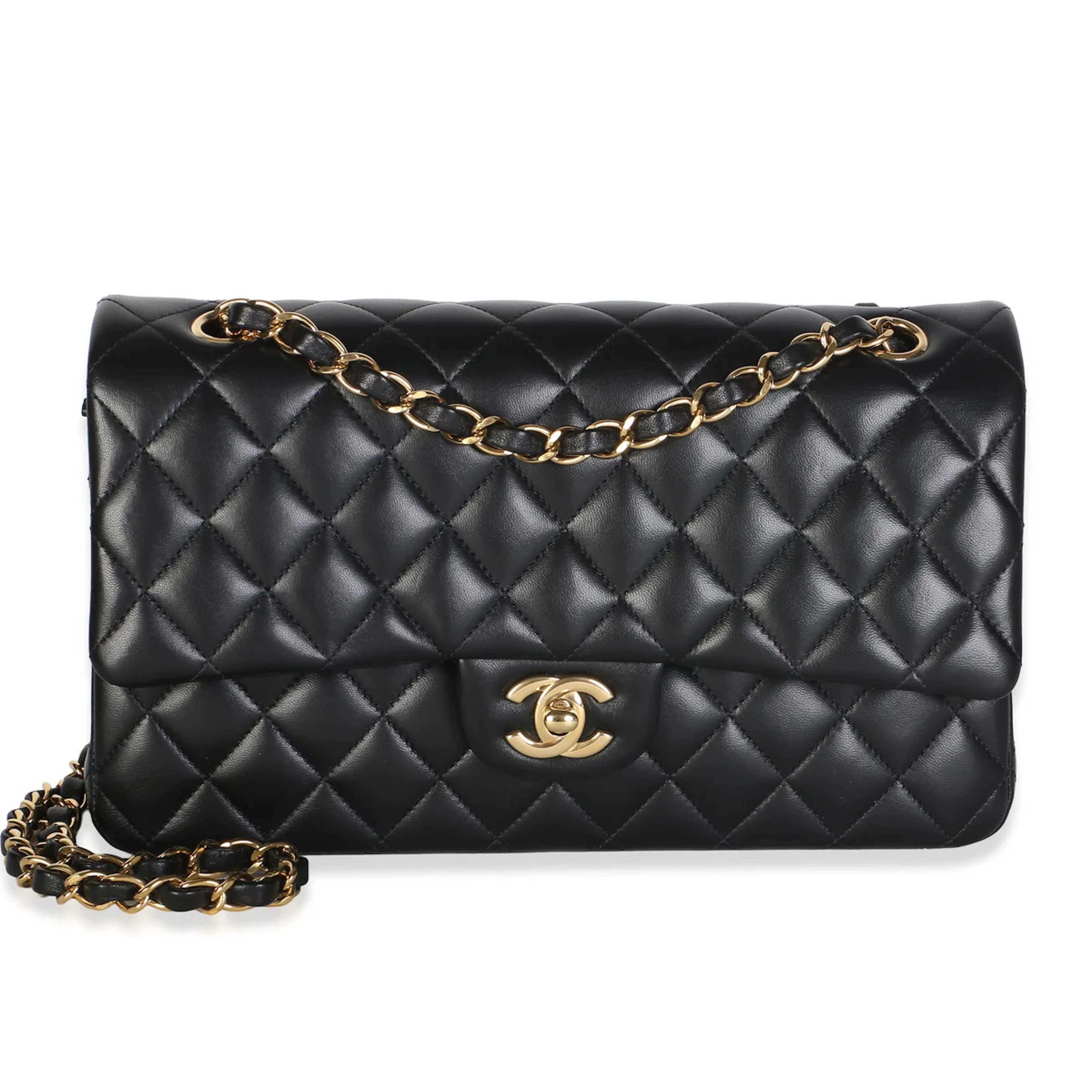 Black Quilted Lambskin Medium Classic Double Flap Bag Gold Hardware, 2025