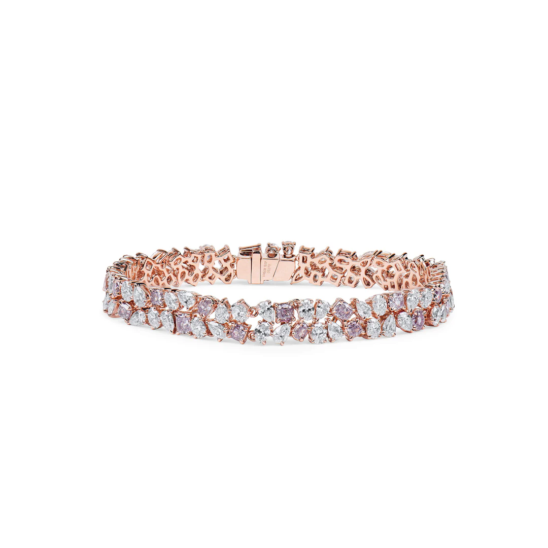 Rose Gold, Fancy Cut Pink Diamond and Diamond Two Row Bracelet