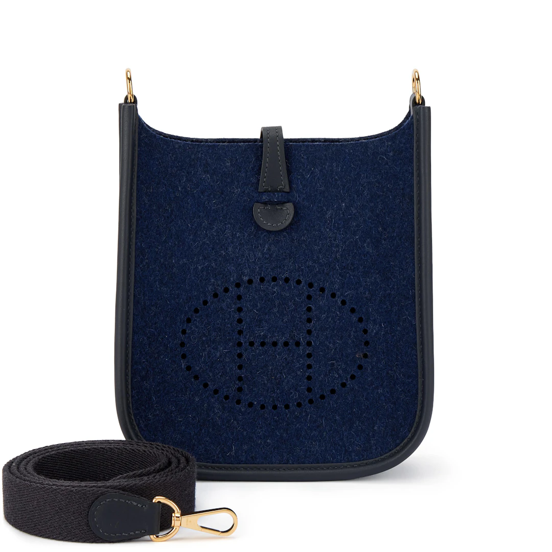 Bleu Nuit Felt and Black Swift Mini Evelyne II TPM 16 Gold Hardware, 2023