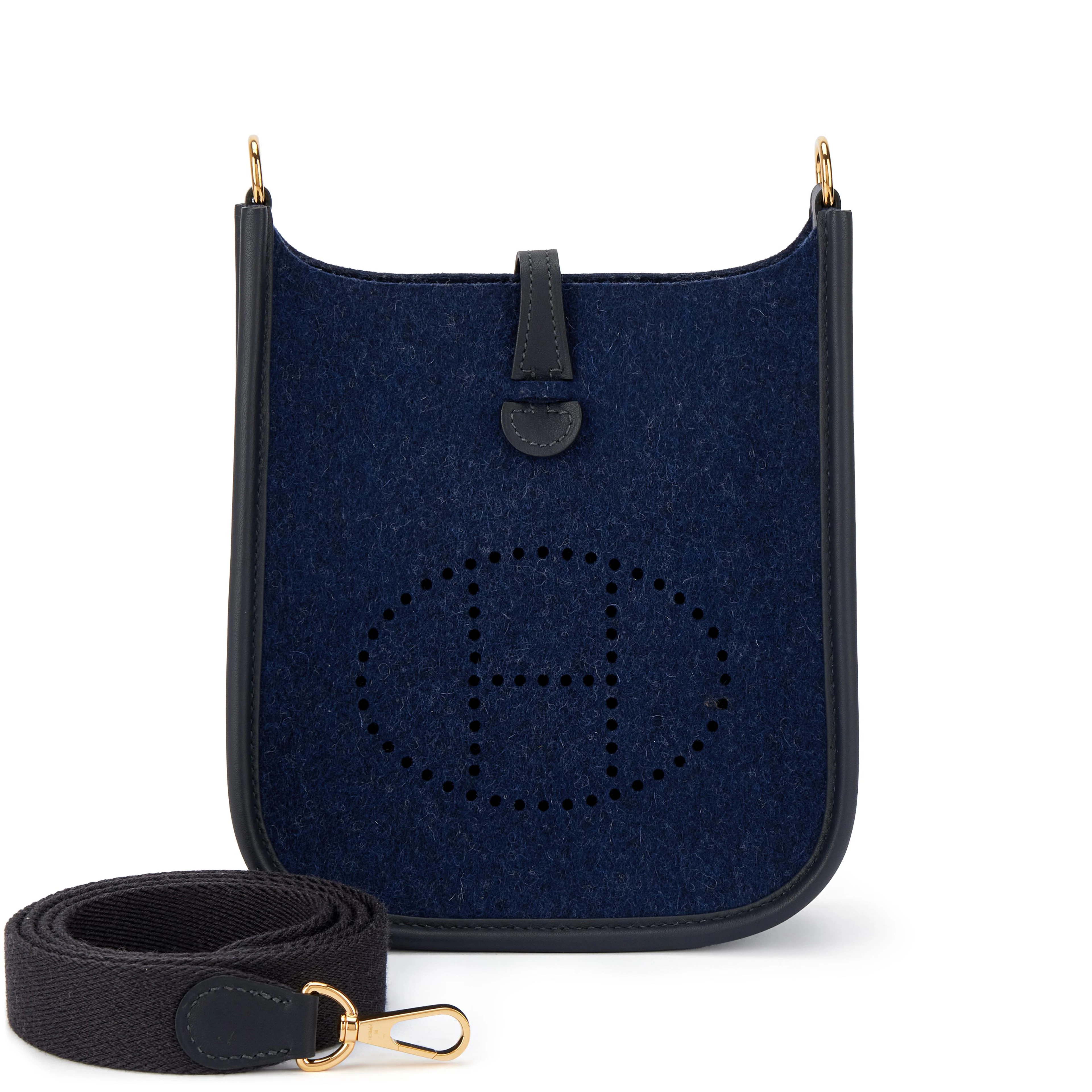 Bleu Nuit Felt and Black Swift Mini Evelyne II TPM 16 Gold Hardware, 2023