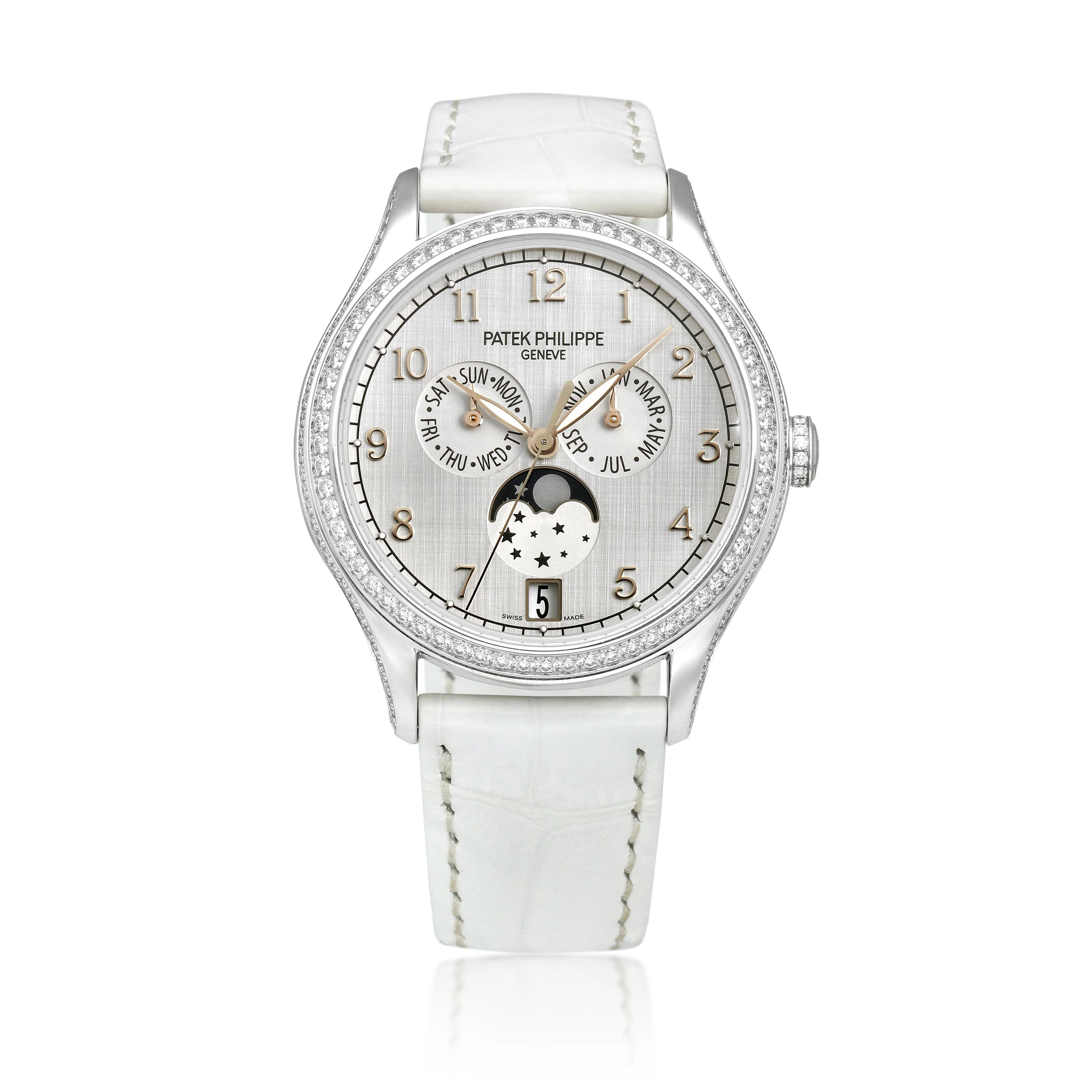 Complications (Reference 4947). A 38mm white gold diamond-set automatic