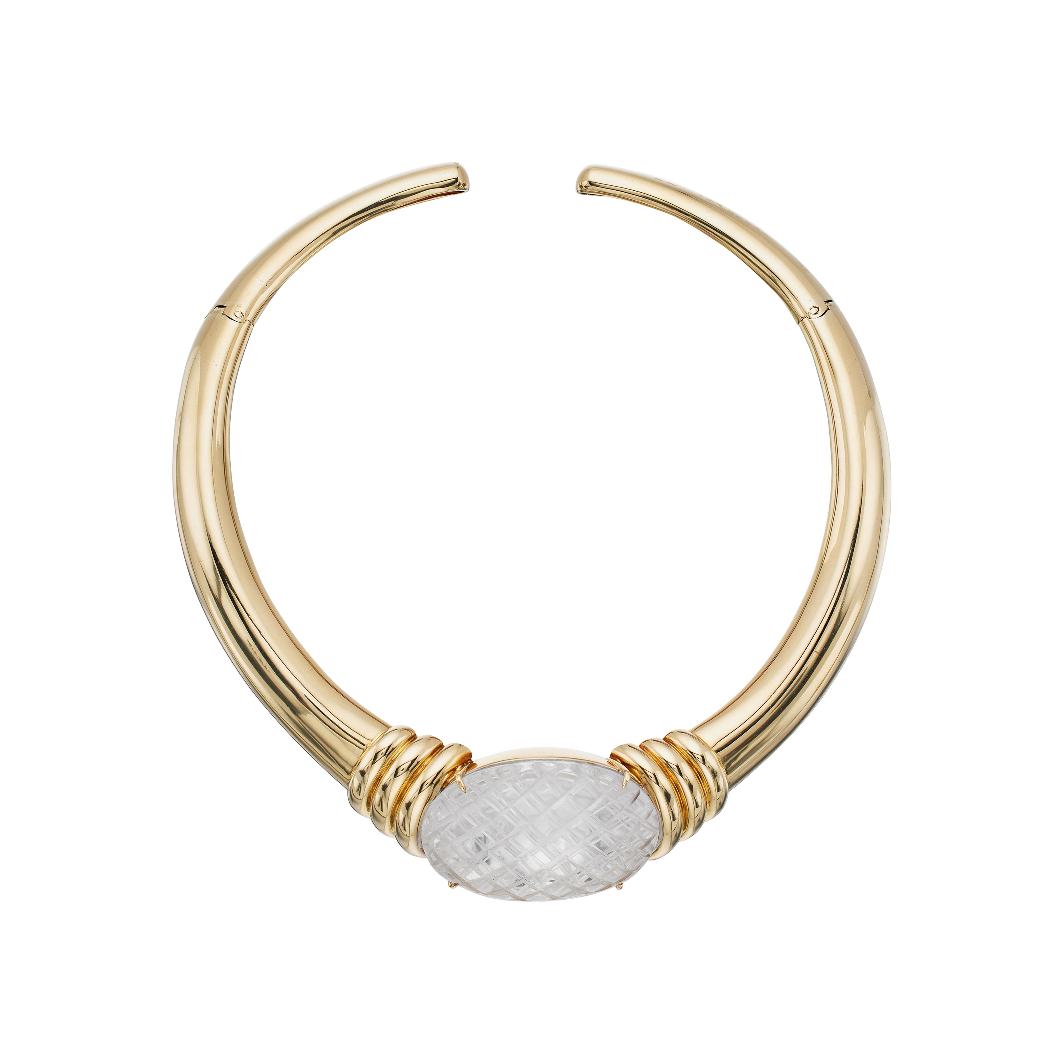 Vintage Gold and Quartz Choker Necklace