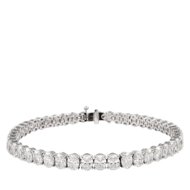 White Gold and 13.35ct Oval Cut Diamond Tennis Bracelet