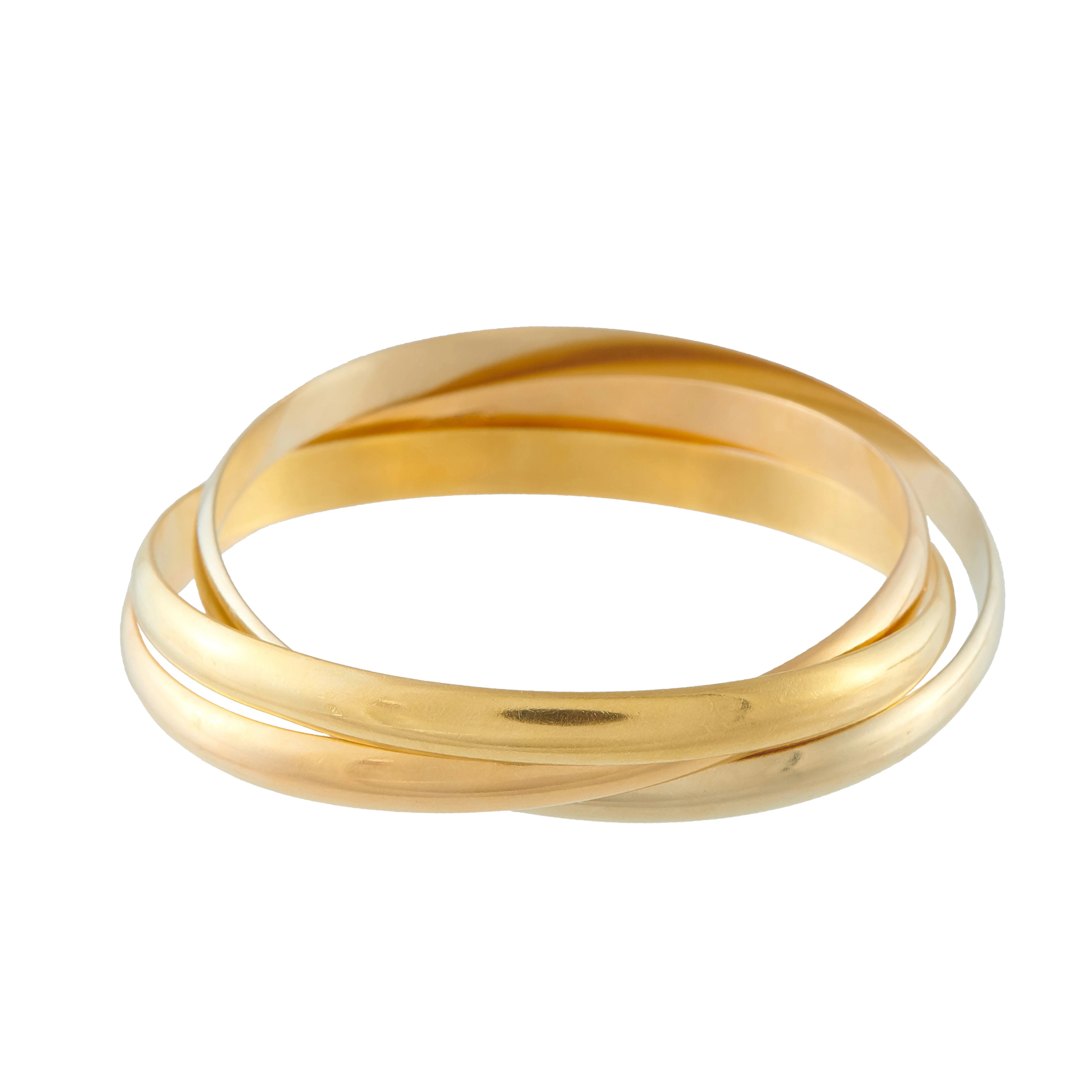 Gold, White Gold and Rose Gold Trinity Bangle Bracelet