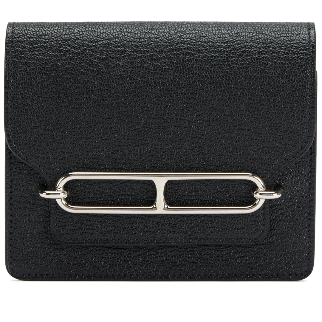 Black Chèvre Mysore Roulis Slim Wallet Palladium Hardware, 2021