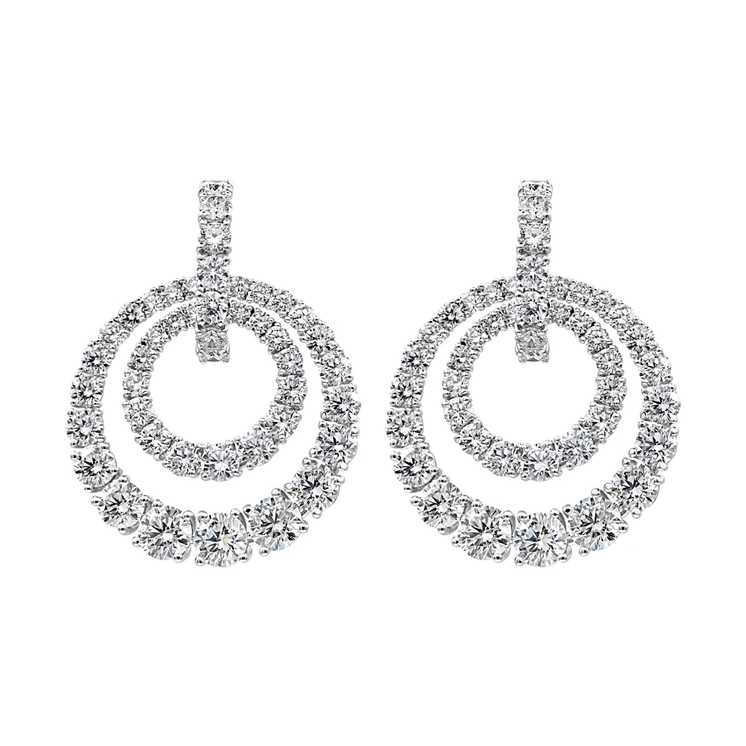 White Gold and 9.35ct Diamond Circular Drop Earrings
