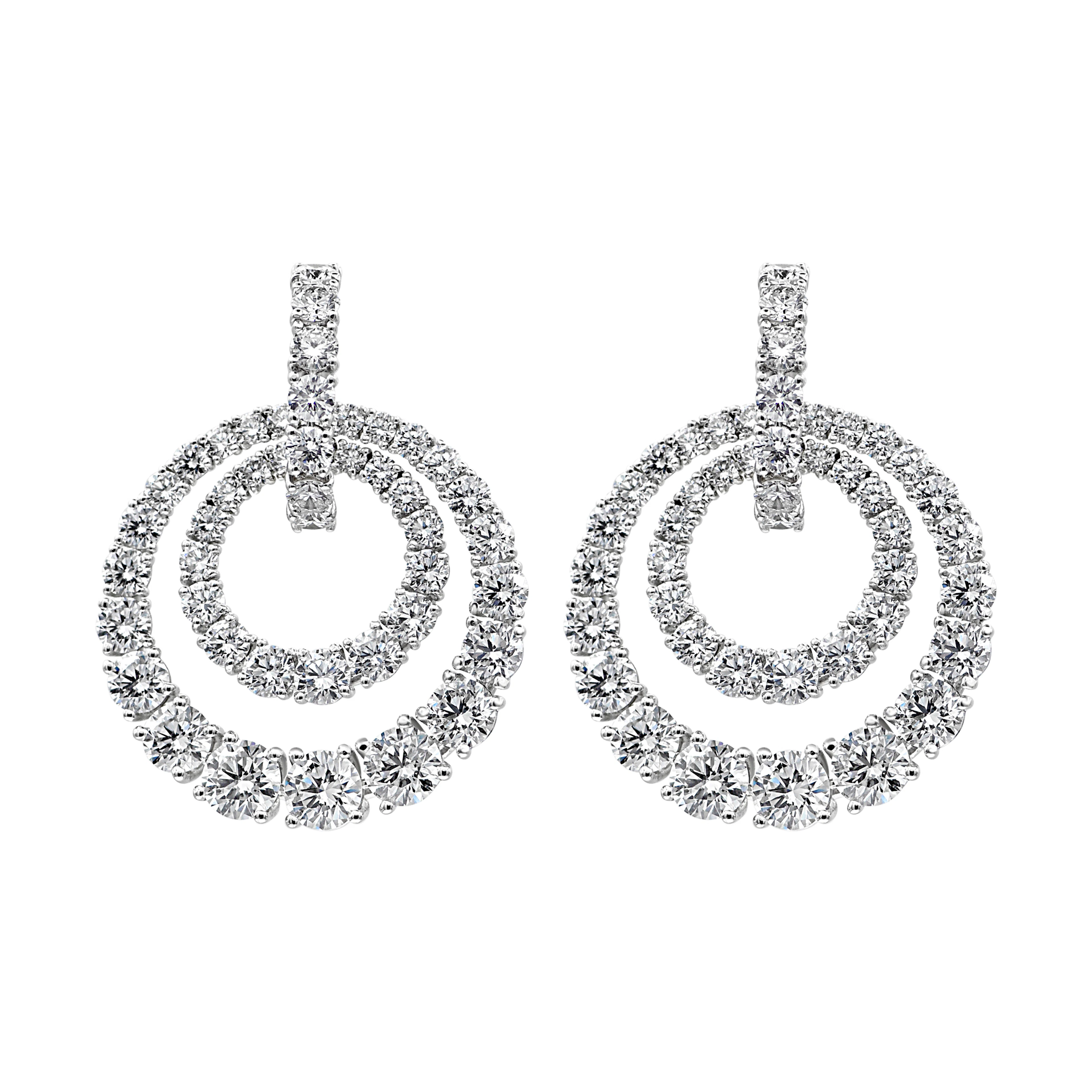 White Gold and 9.35ct Diamond Circular Drop Earrings