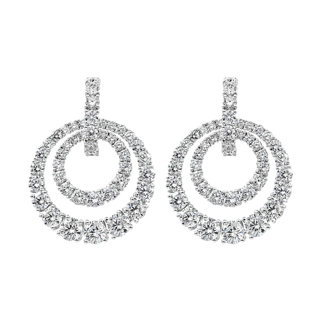 White Gold and 9.35ct Diamond Circular Drop Earrings