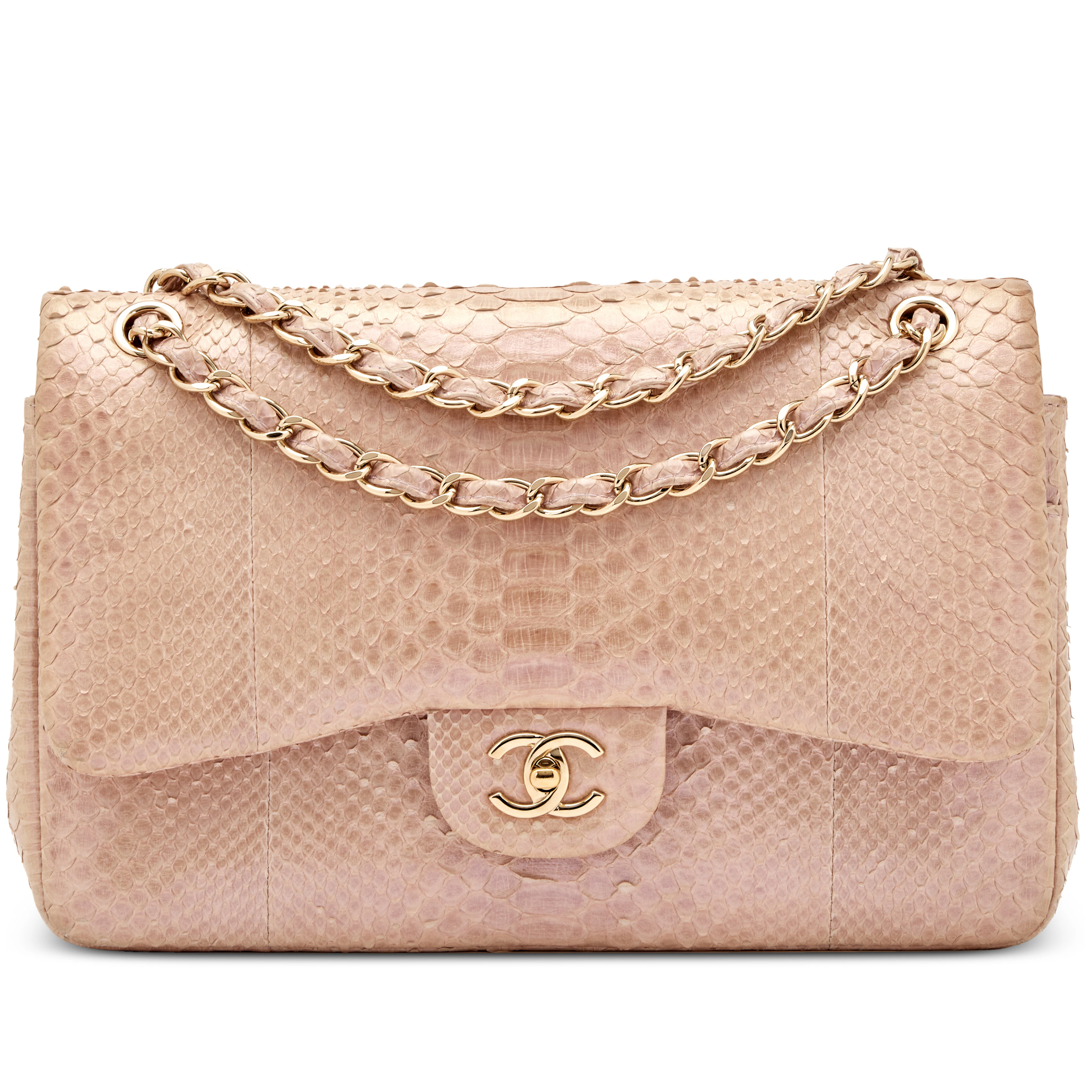 Iridescent Pink Python Classic Double Flap Jumbo Flap Bag Gold Hardware, 2012