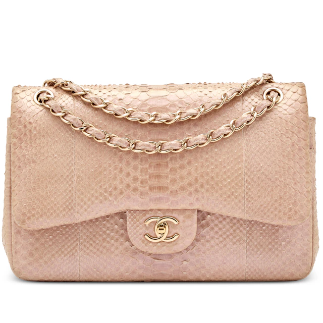 Iridescent Pink Python Classic Double Flap Jumbo Flap Bag Gold Hardware, 2012