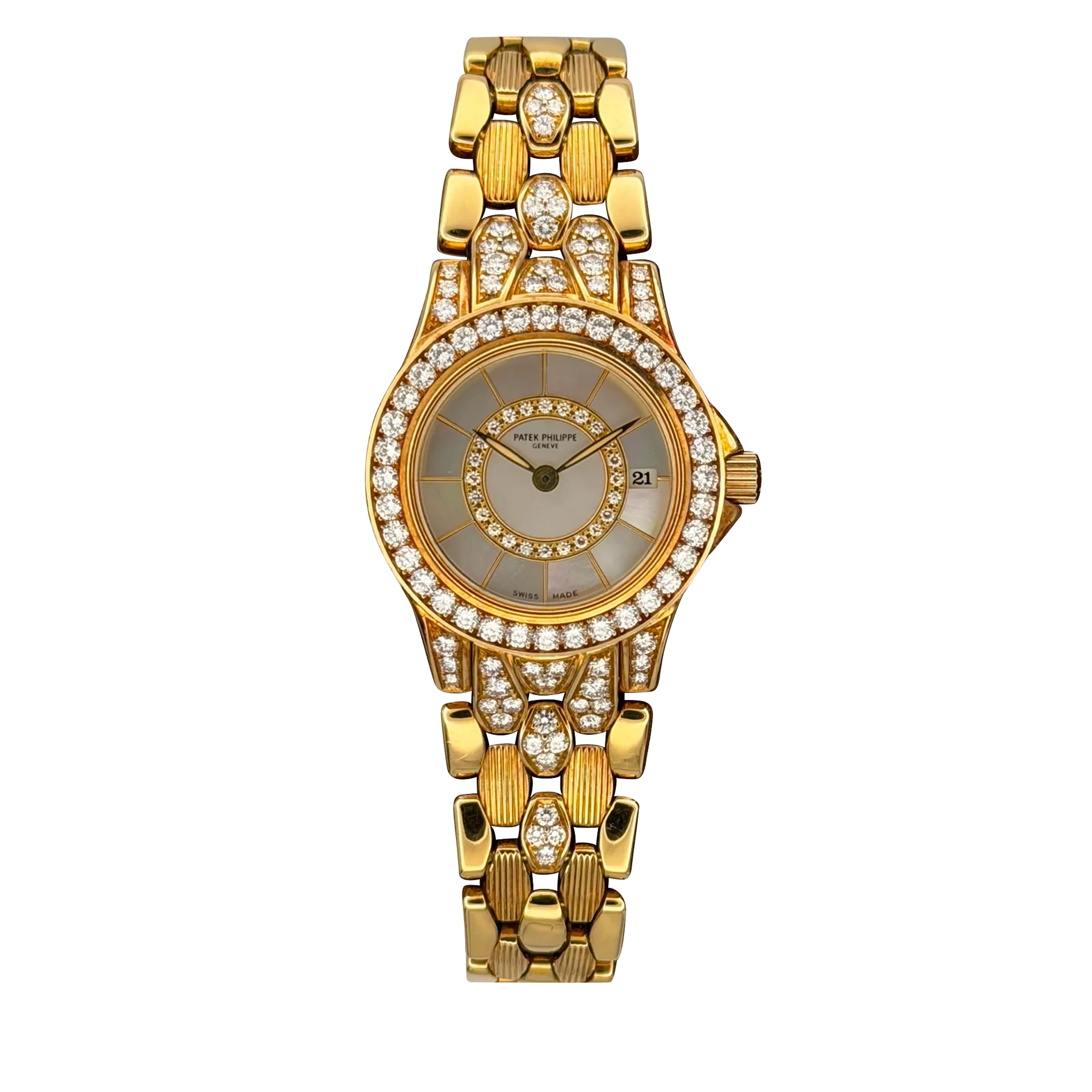 Neptune (Reference 4881/120J). A 27mm yellow gold diamond-set quartz