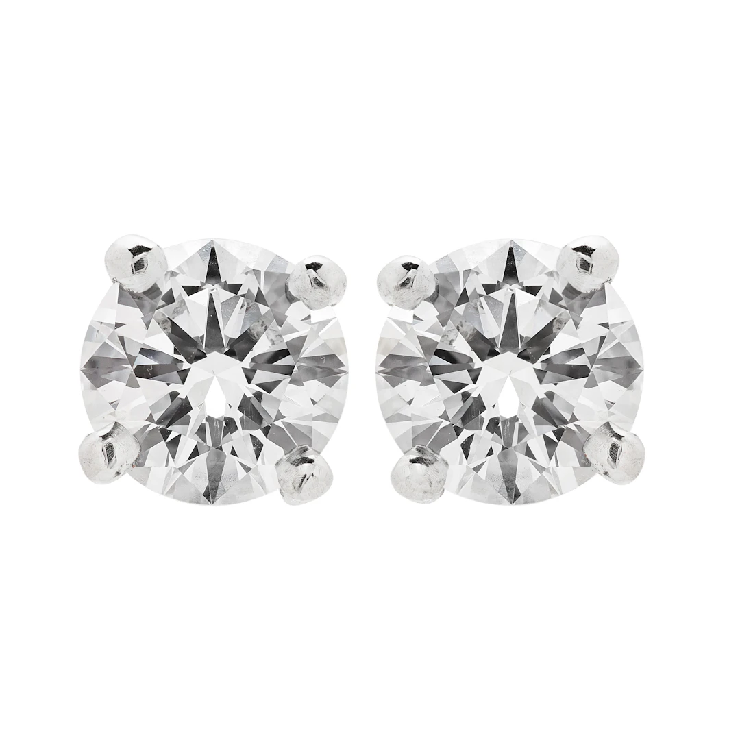 Platinum and 2.01ctw Round Brilliant Cut Diamond Stud Earrings