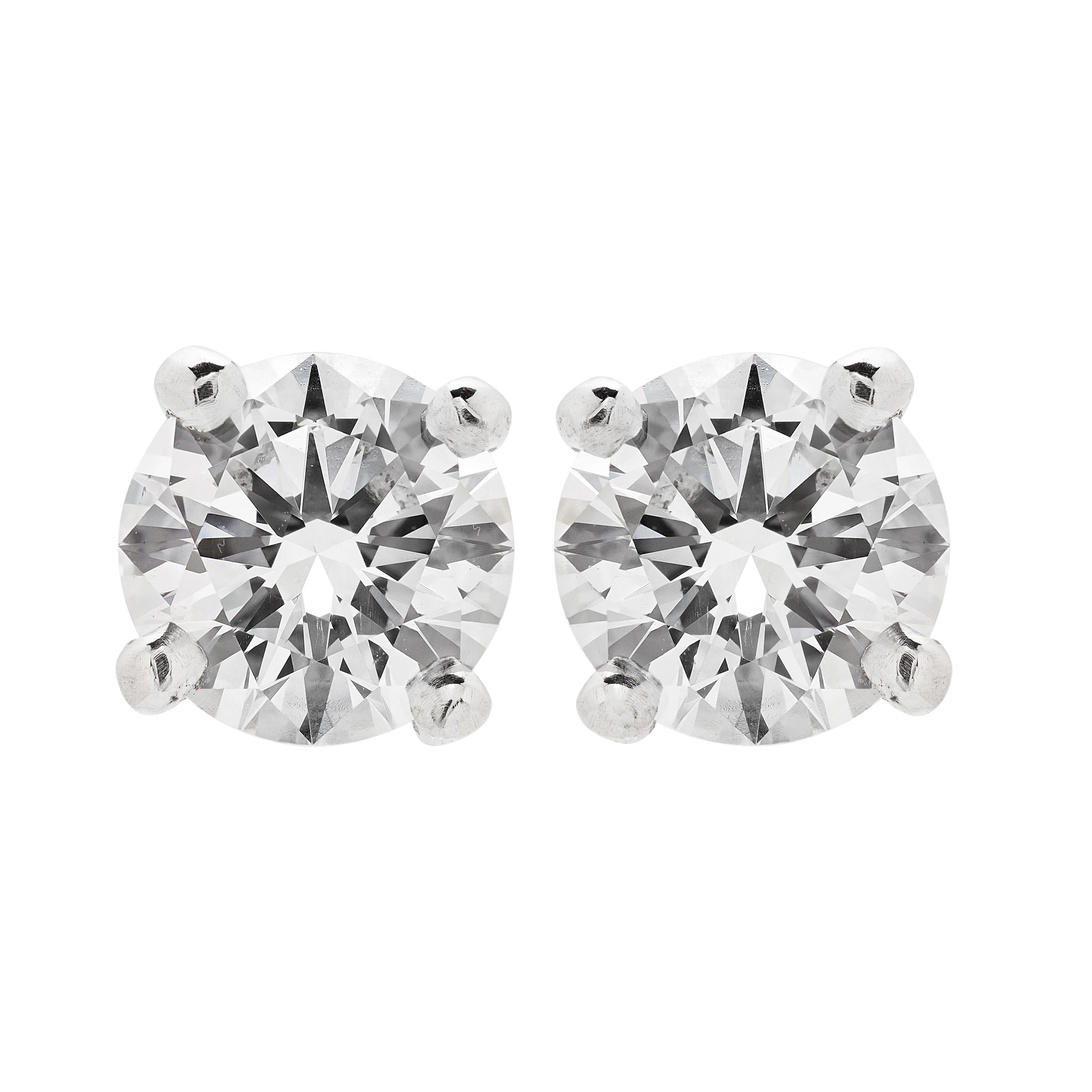 Platinum and 2.01ctw Round Brilliant Cut Diamond Stud Earrings