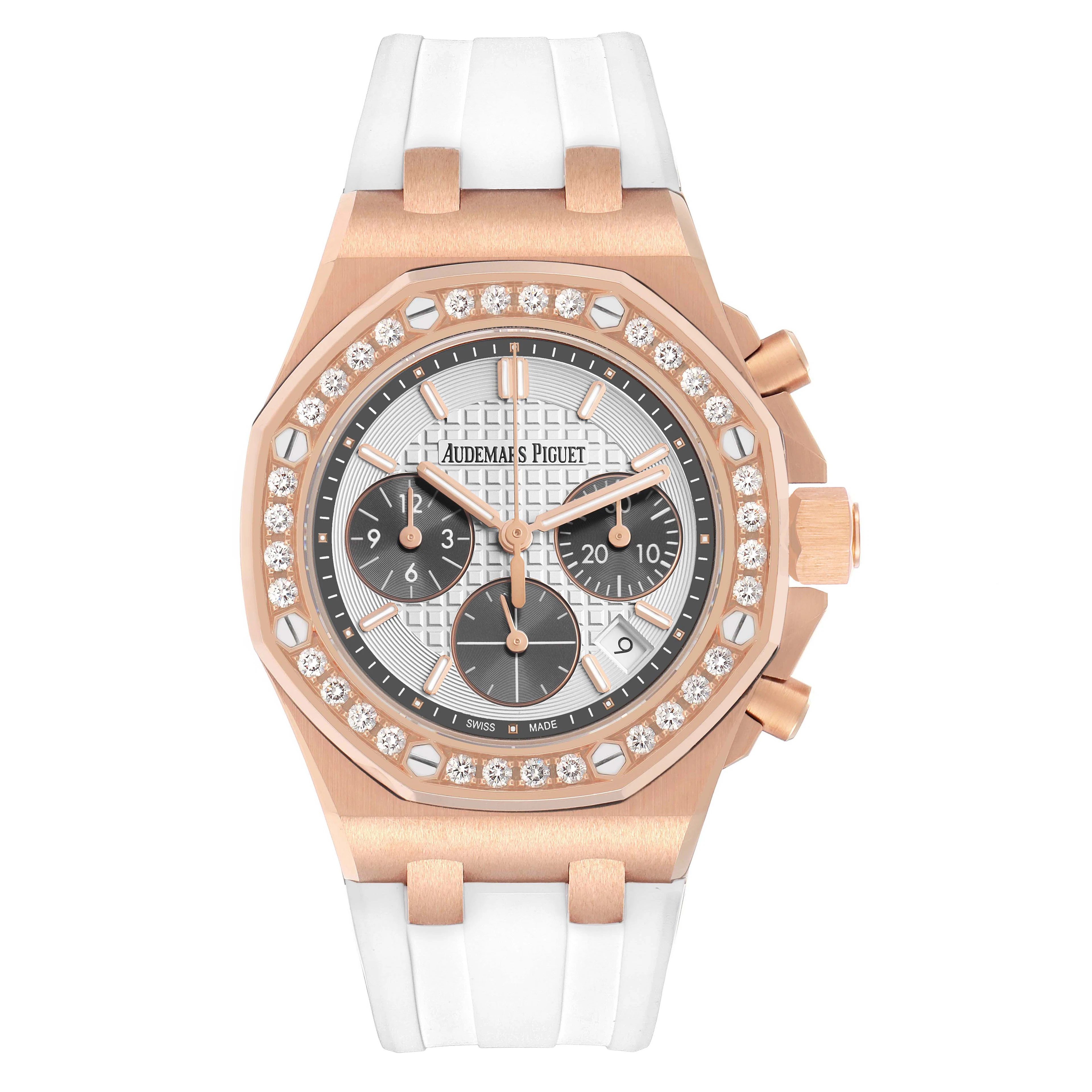 Royal Oak Offshore (Reference 26231OR). A 37mm rose gold diamond-set