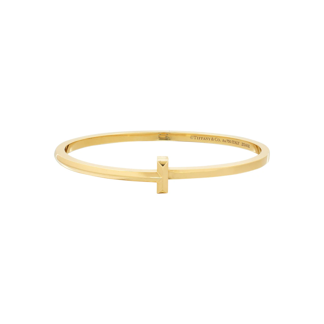 Gold T1 Narrow Hinged Bangle Bracelet