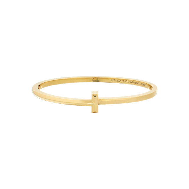 Gold T1 Narrow Hinged Bangle Bracelet