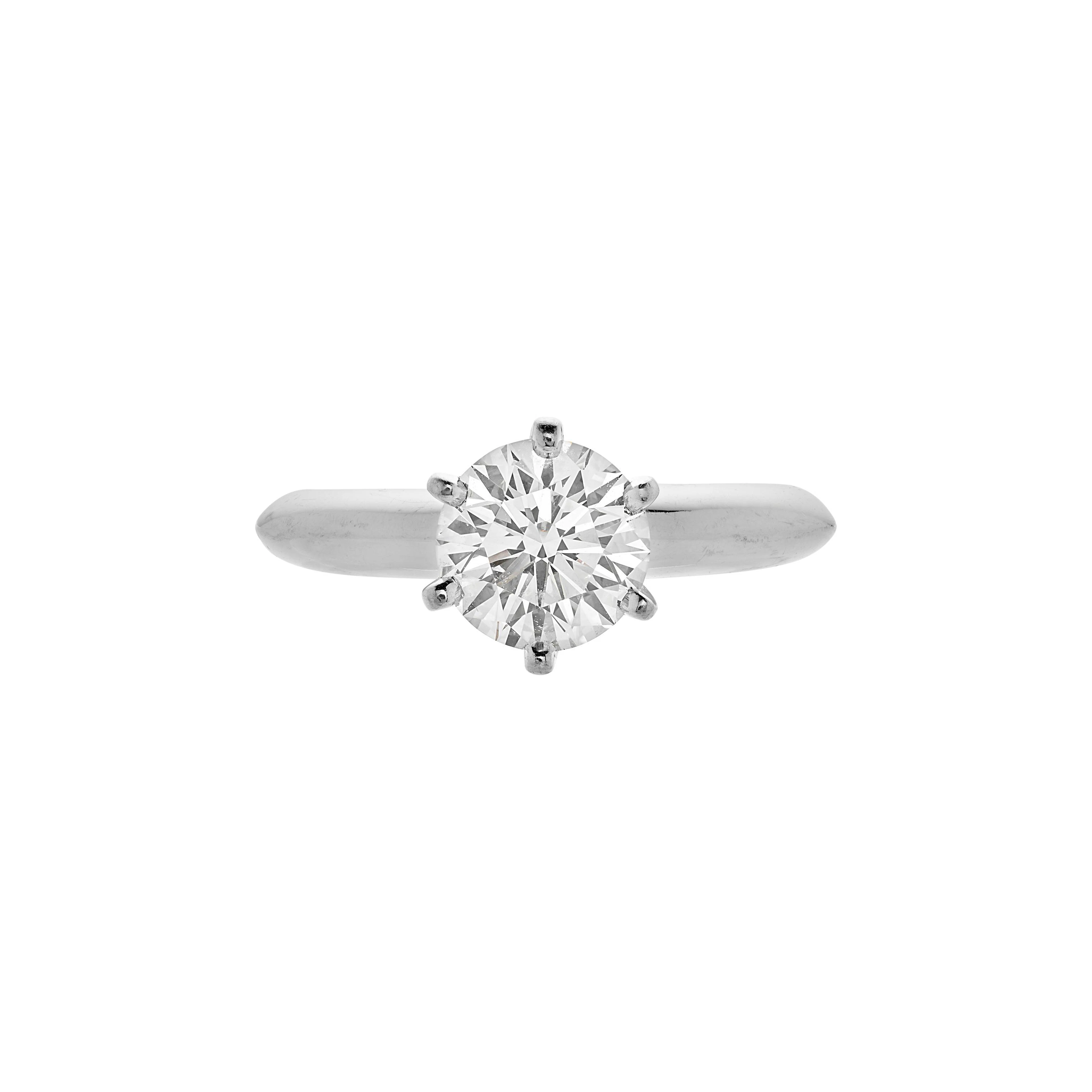Platinum and 1.09ct Round Brilliant Cut Diamond Engagement Ring