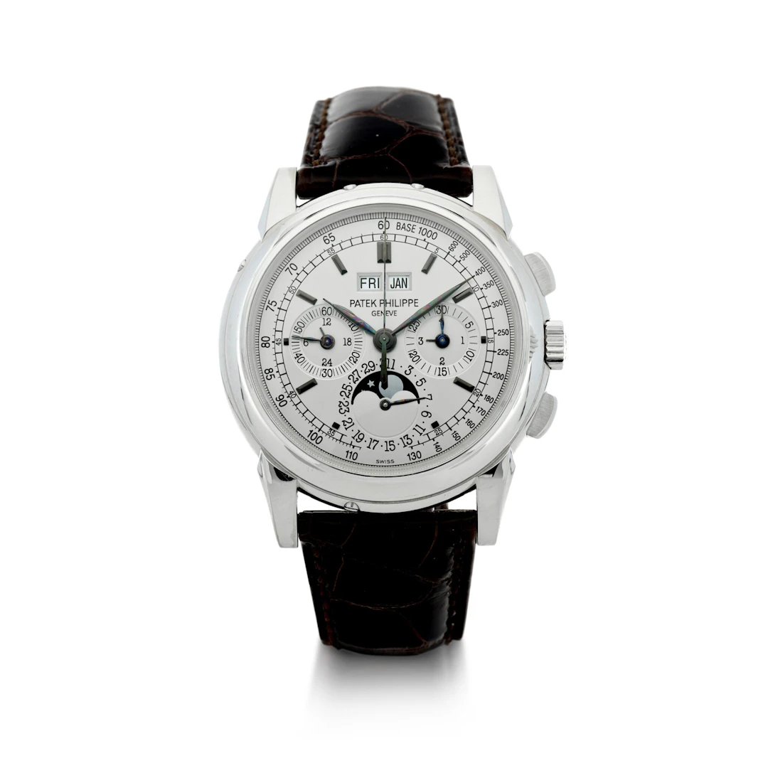 Complications (Reference 5970G-001). A 40mm white gold manual wind