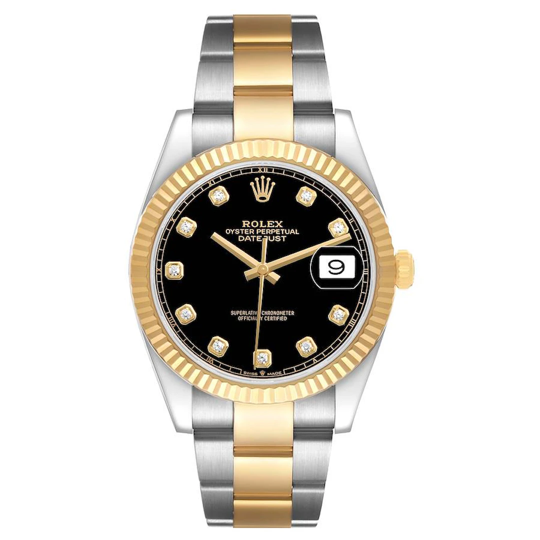 Datejust (Reference 126333). A 41mm yellow gold stainless steel diamond-set