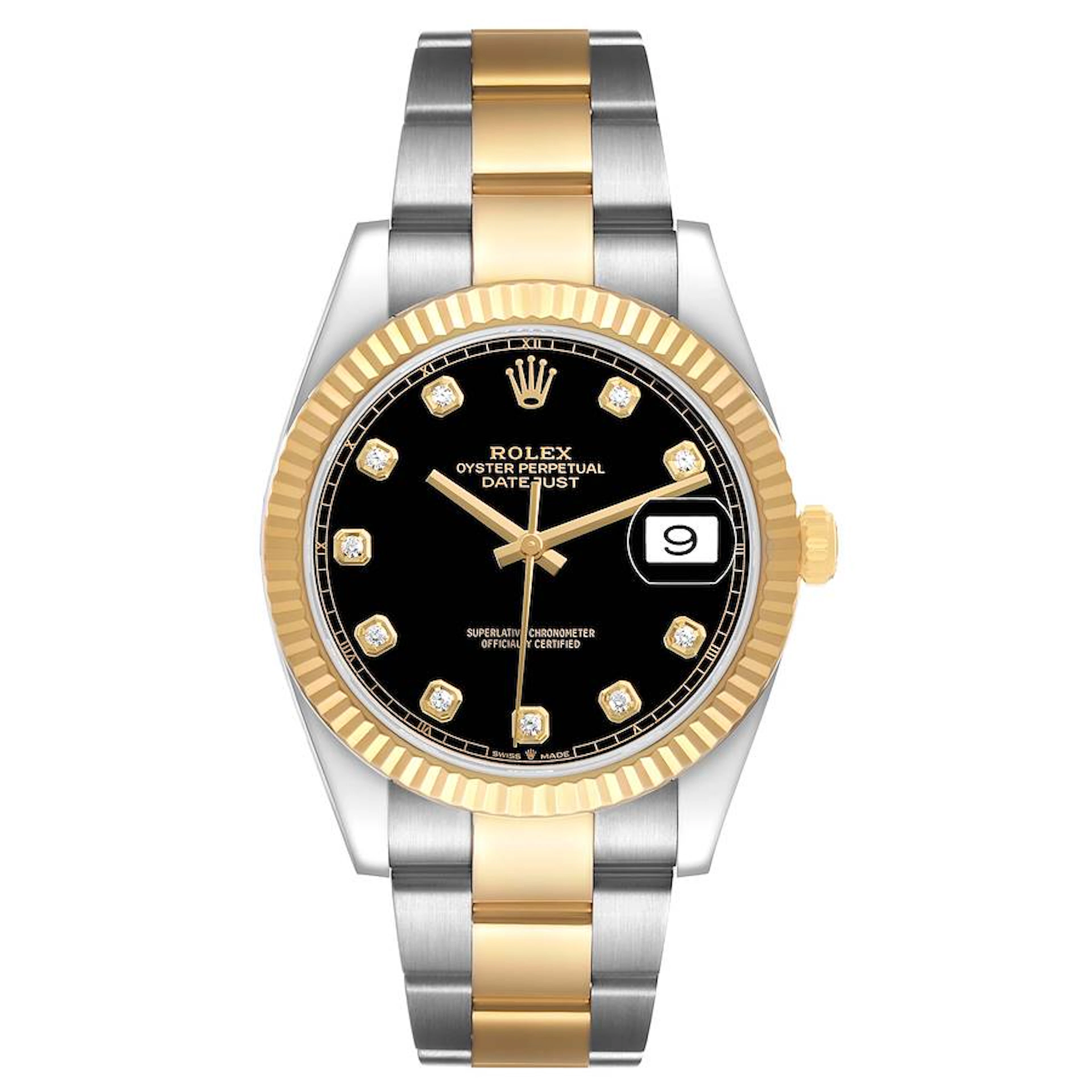 Datejust (Reference 126333). A 41mm yellow gold stainless steel diamond-set