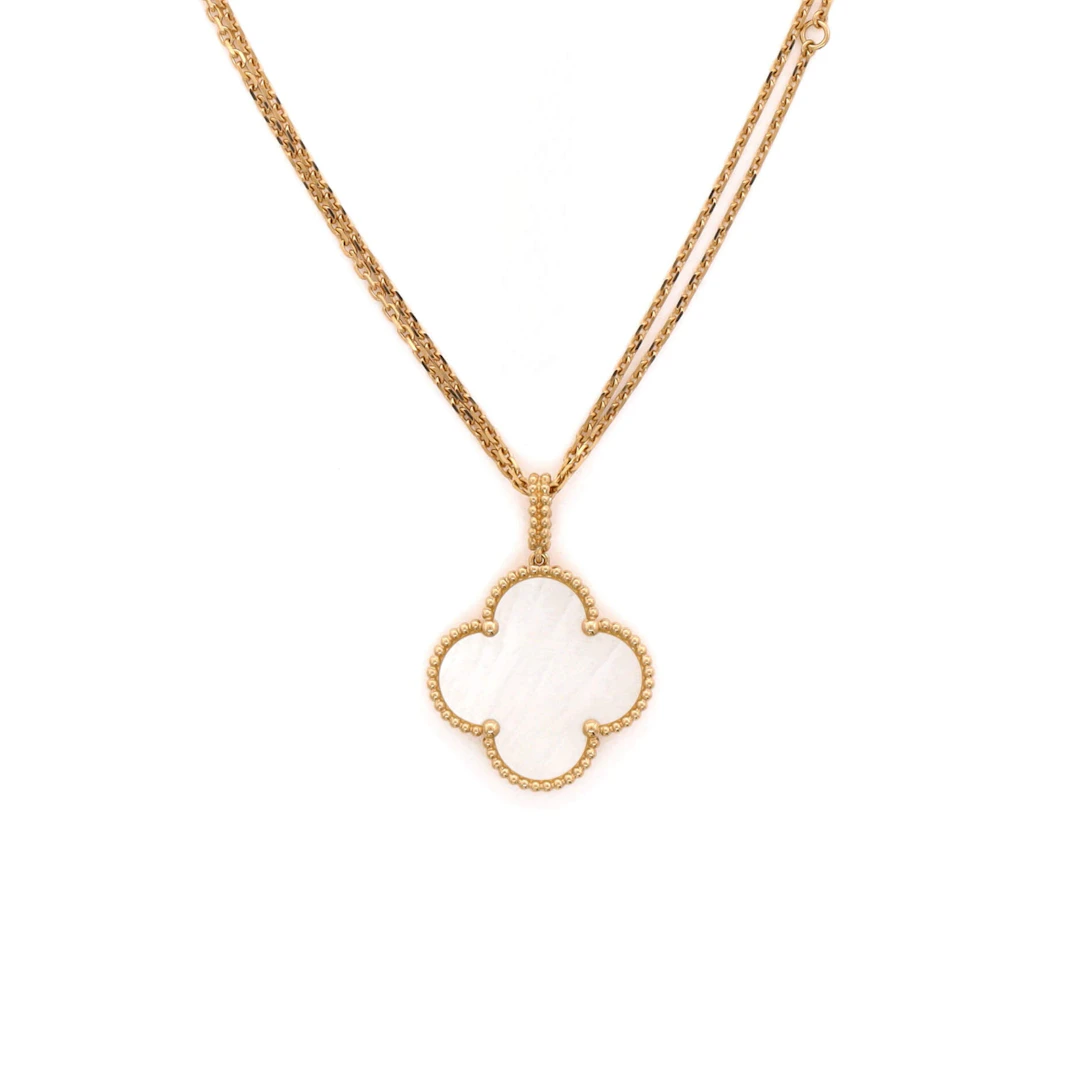 Gold and Mother of Pearl Magic Alhambra Pendant Necklace