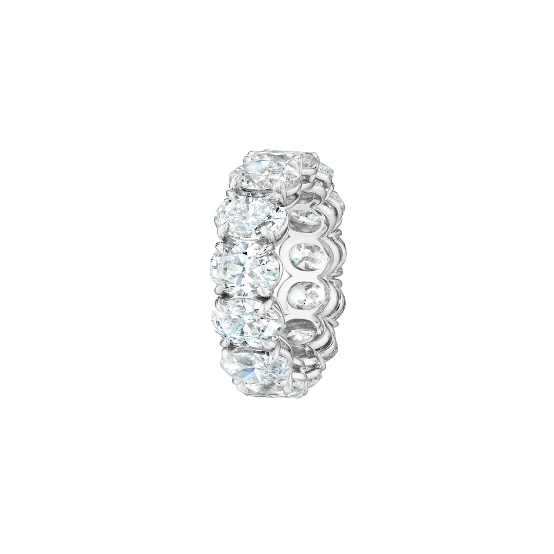 Platinum and 10.98ct Oval Cut Diamond Eternity Band Ring