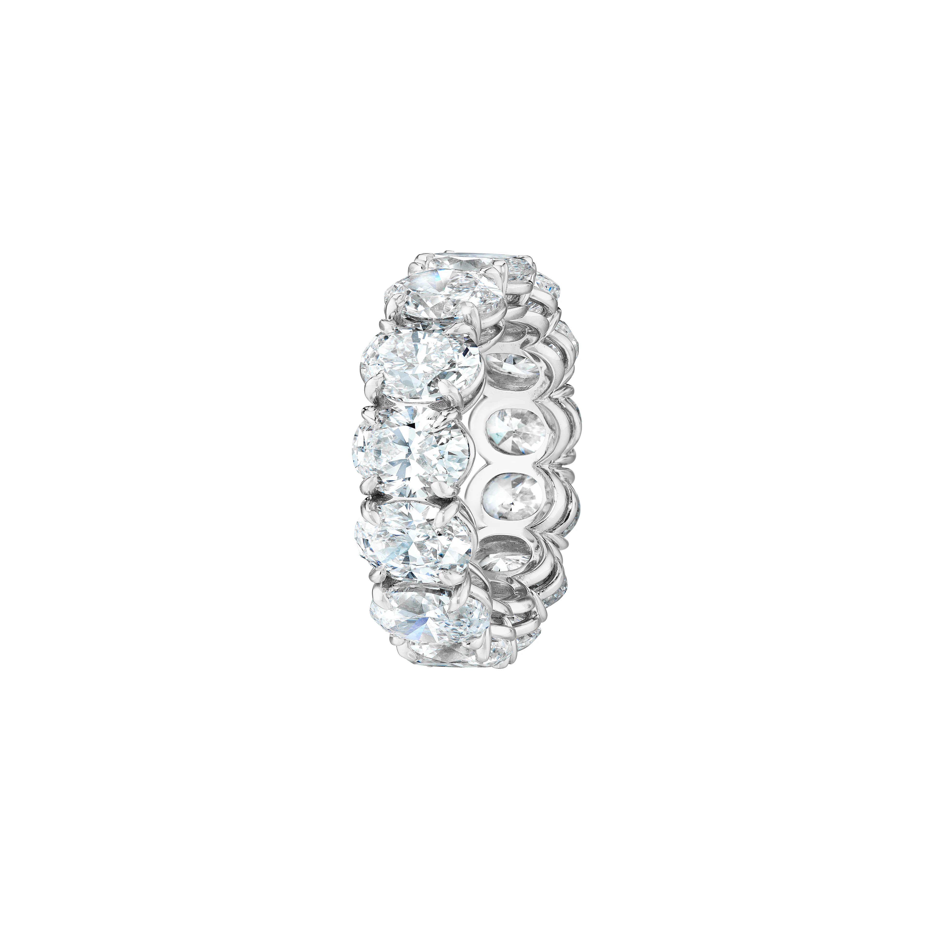 Platinum and 10.98ct Oval Cut Diamond Eternity Band Ring